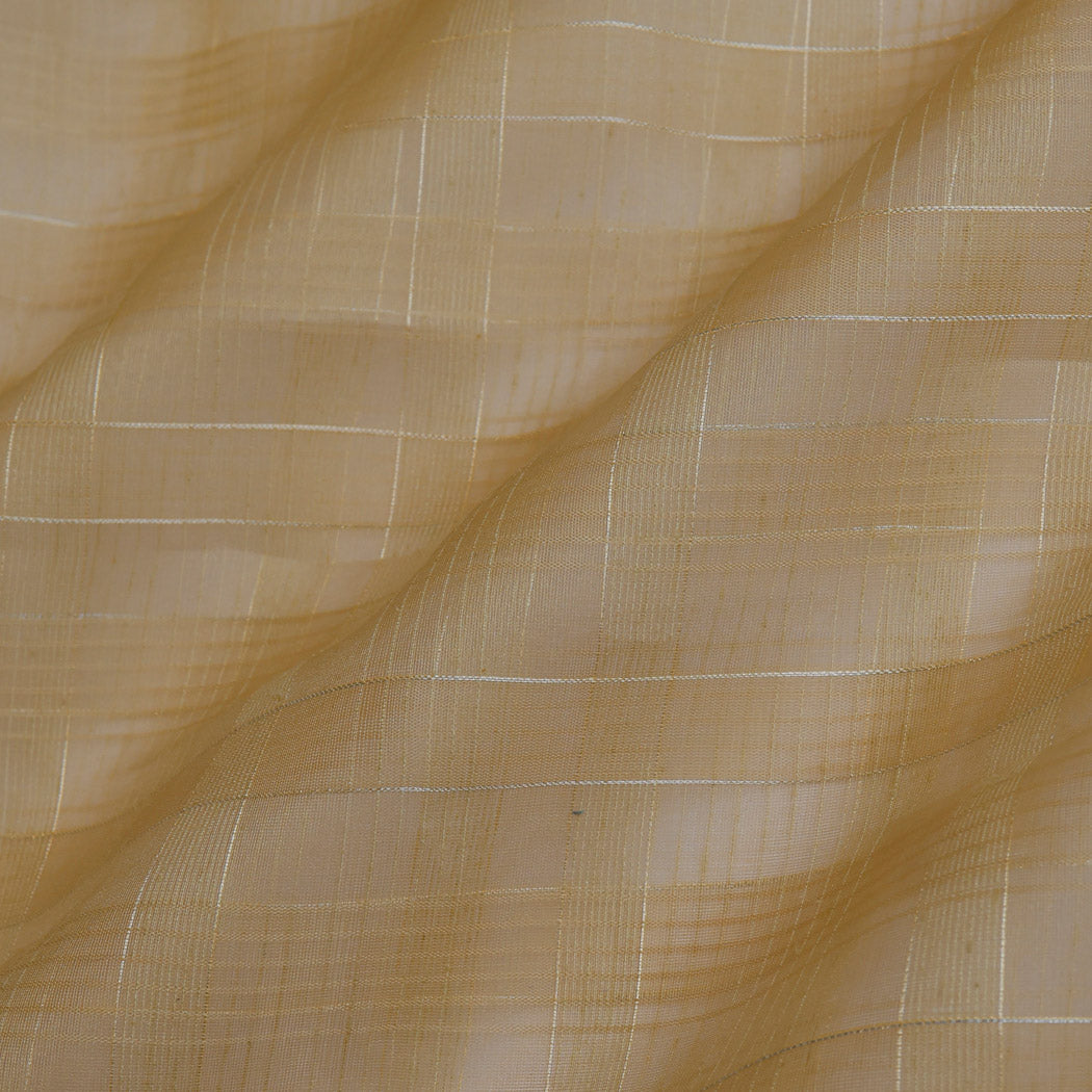 Light Green Organza Fabric With Checks Pattern