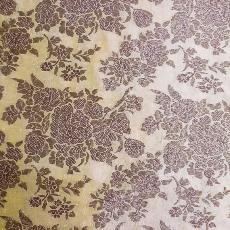 Off White Floral Brocade Jamawar Fabric