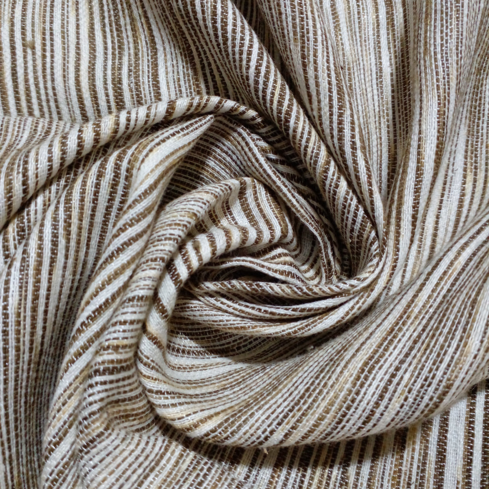Brown And White Plain Matka Handloom Fabric