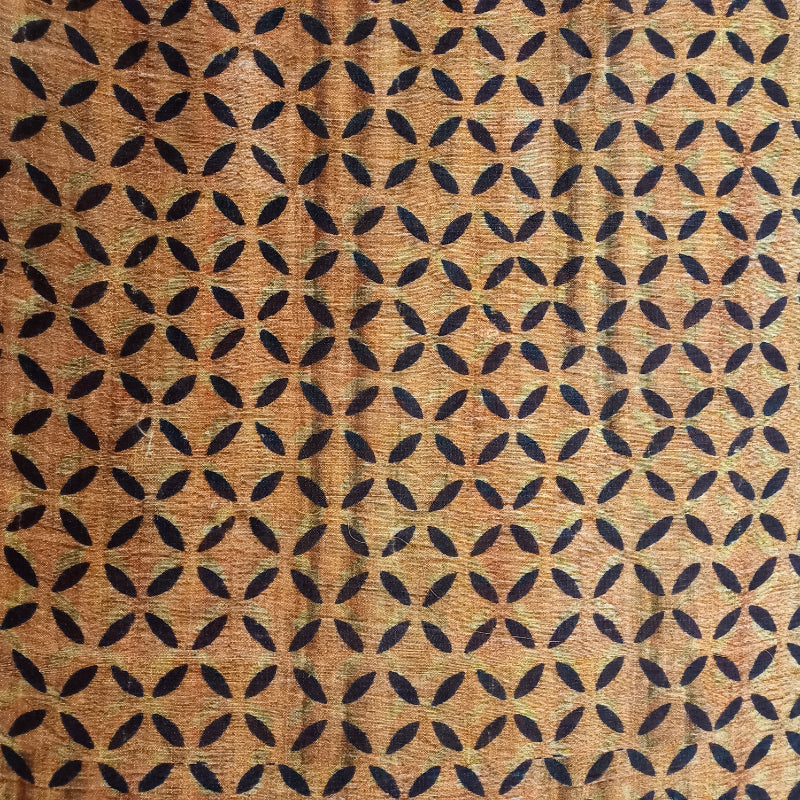 Yellowish Orange Shade Printed Dupion Silk Fabric