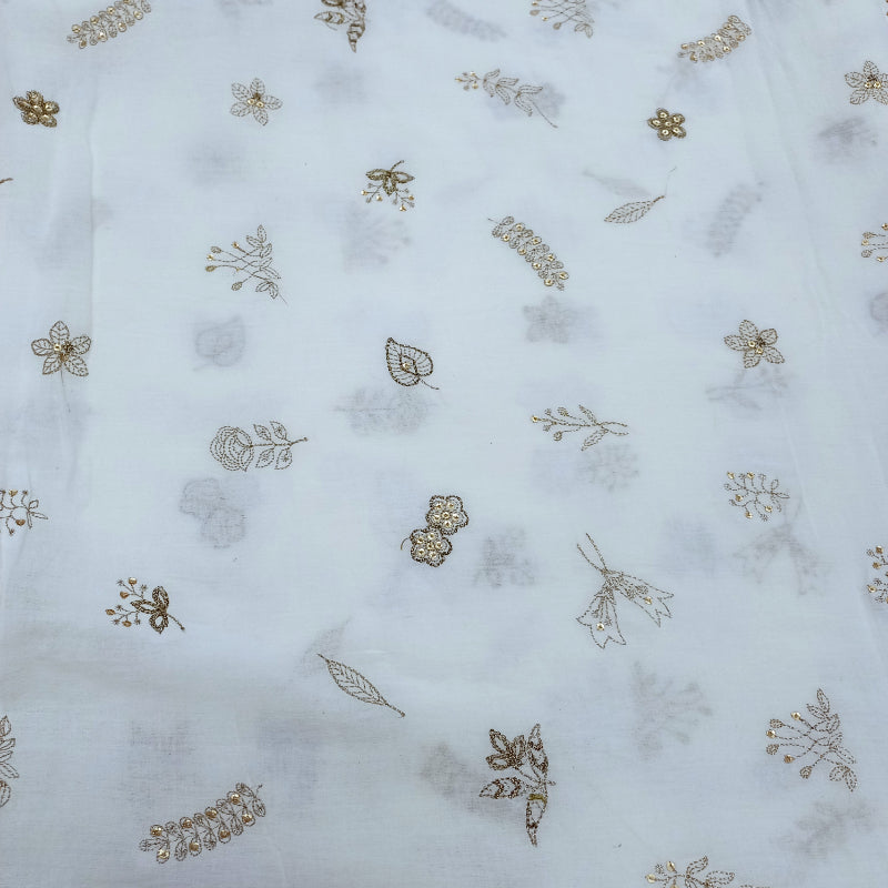 Dyeable White Floral Embroidery Cotton Fabric