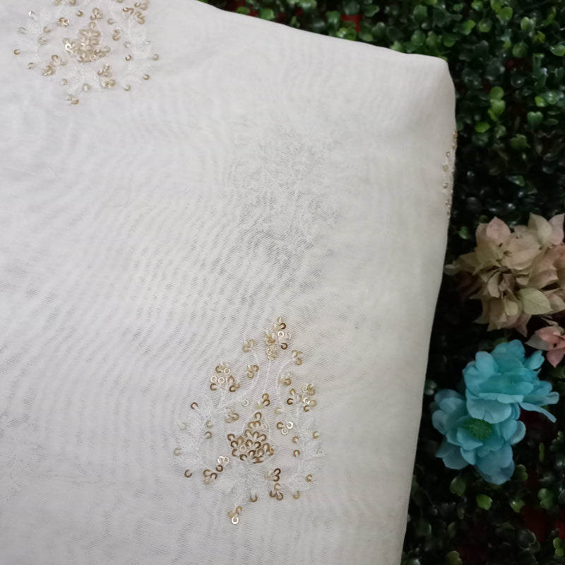 Smoke White Chanderi Fabric