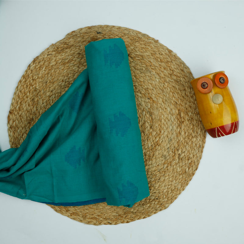 Tiffany Blue Cotton Fabric With Motifs