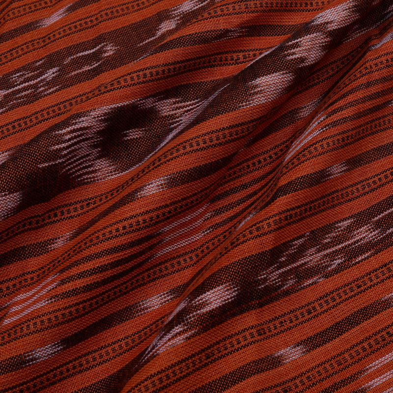 Bronze Orange Cotton Fabric With Ikat Pattern