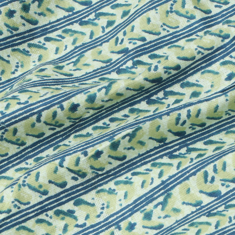 Pista Green Cotton Fabric With Printed Floral Geometric Pattern