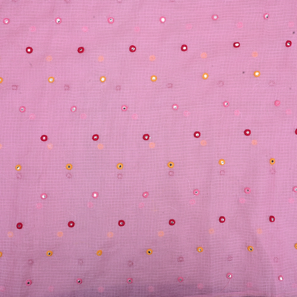 Nadeshiko Pink Embroidery Kota Fabric