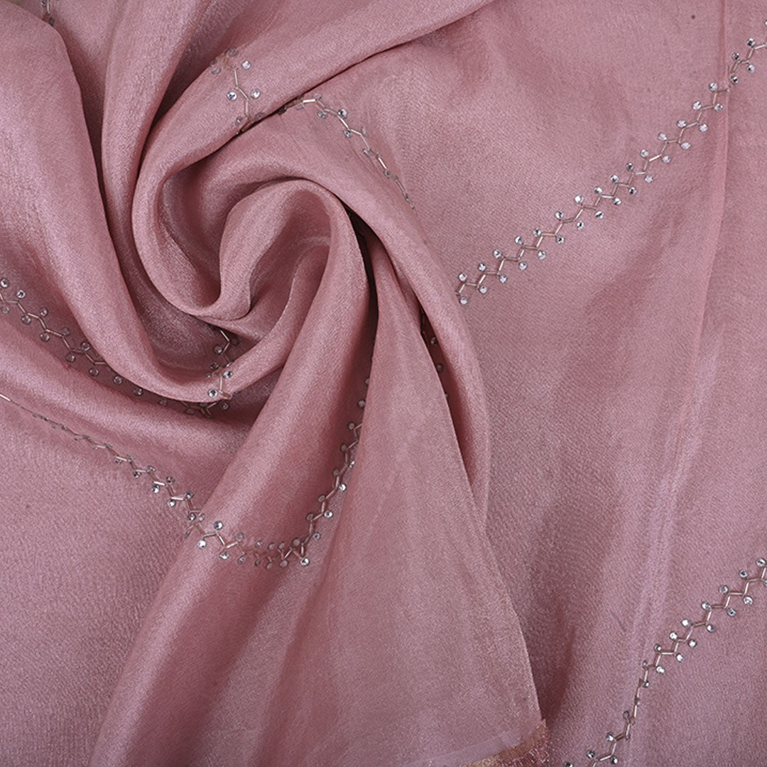 Pastel Pink Embroidery Tissue Silk Fabric