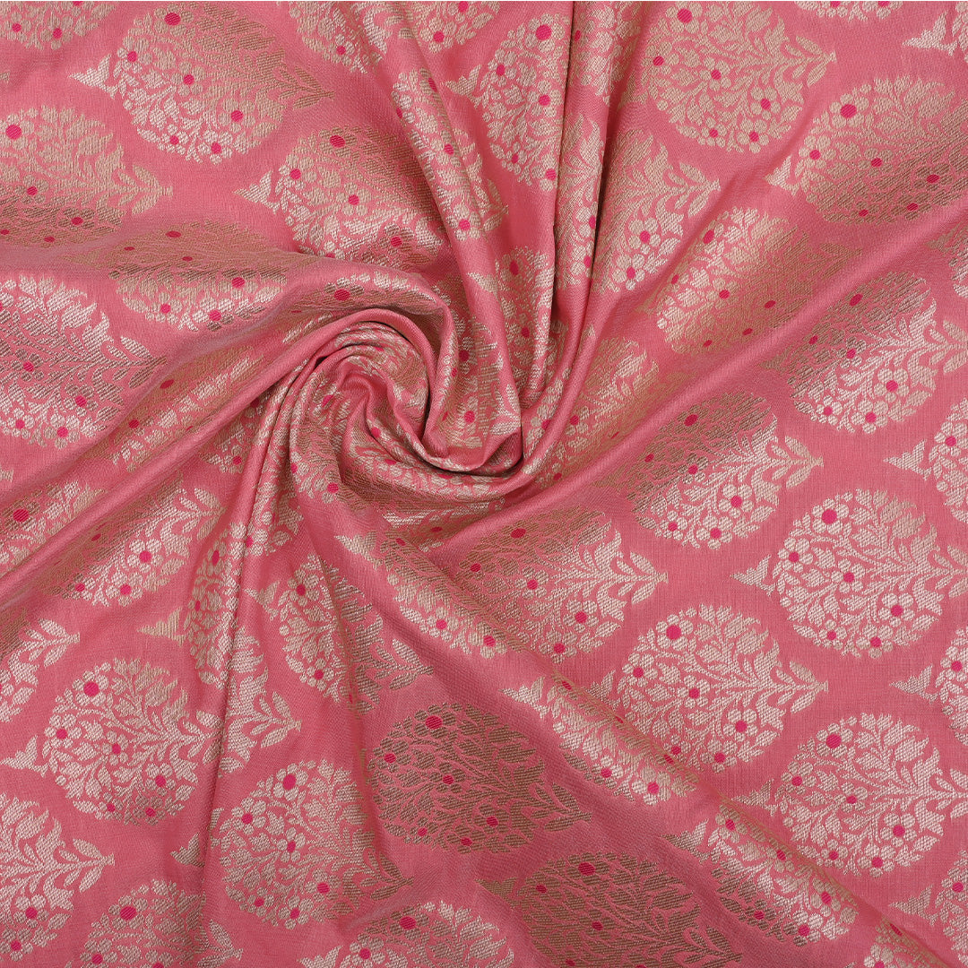 Blush Pink Meenakari Banarasi Butta Fabric