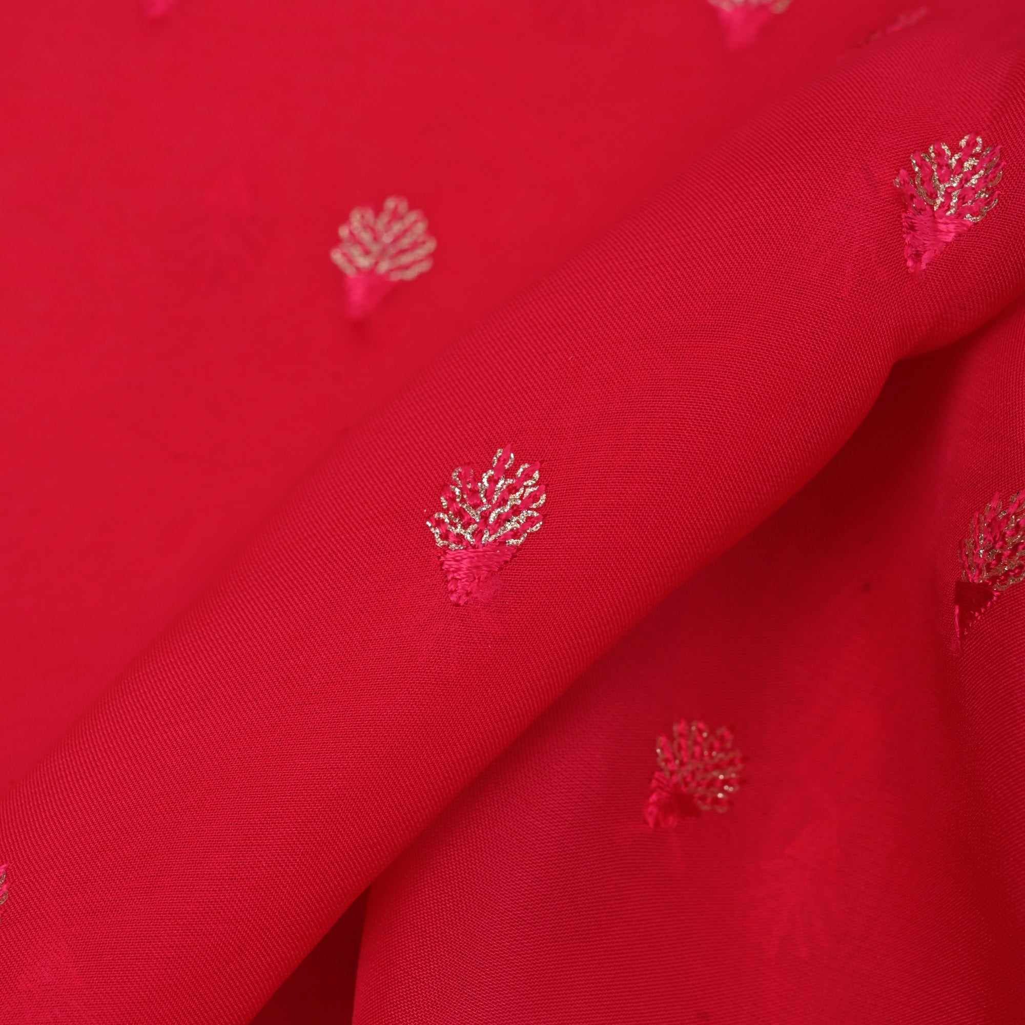 Chiefs Red Floral Embroidered Organza Fabric