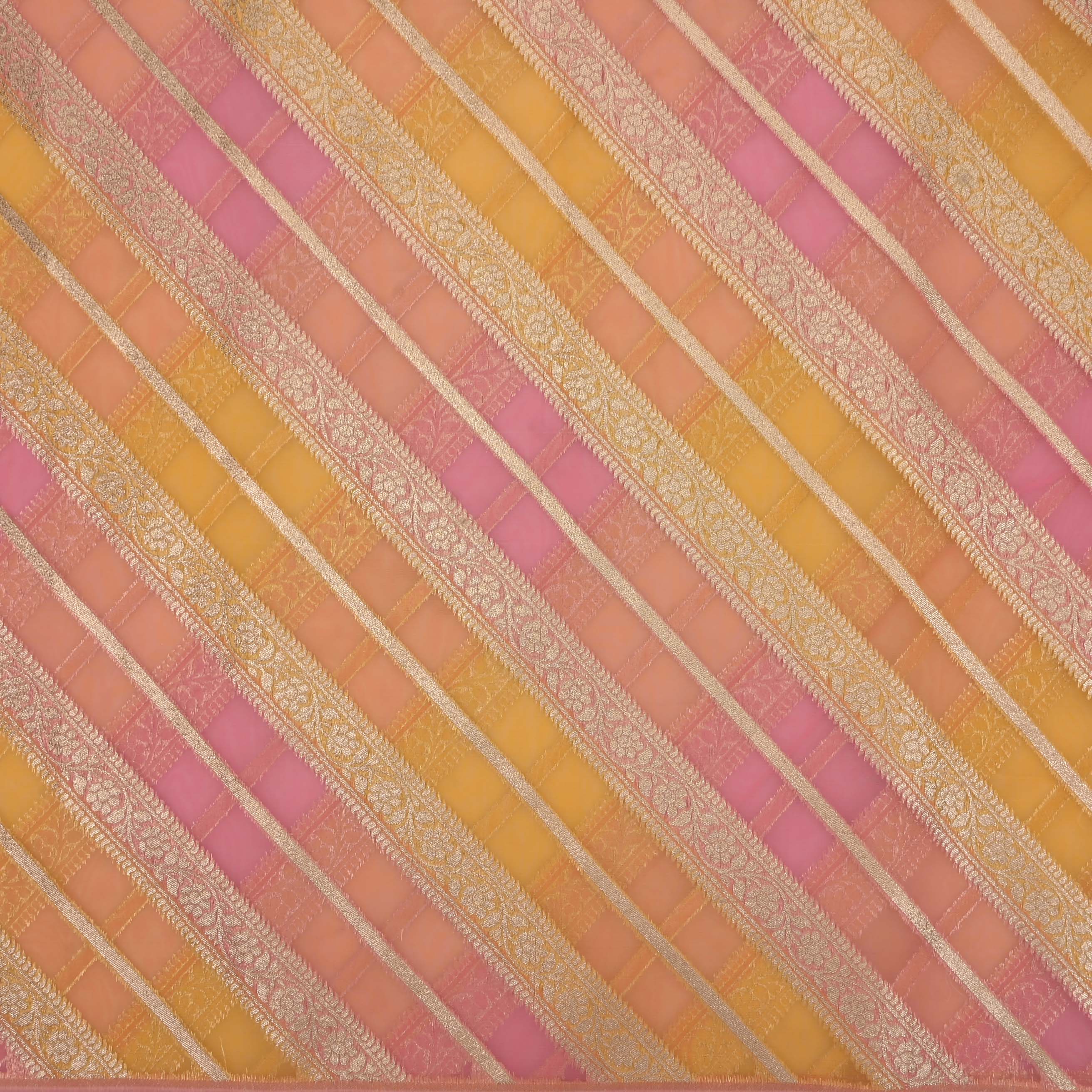 Light Pink Brocade Organza Fabric