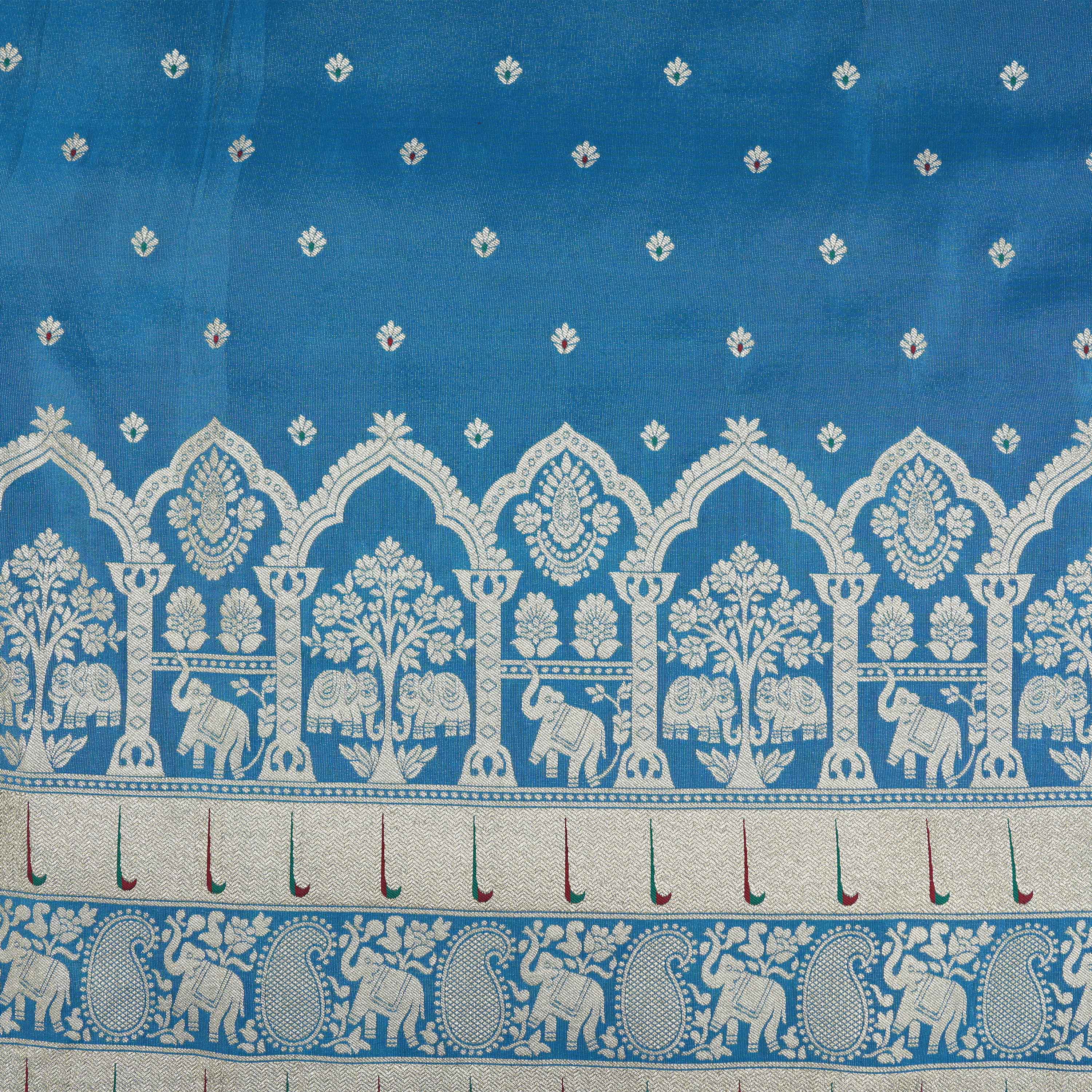 Imperial Blue Paithani Mughal Paisley Motif In Tissue Fabric