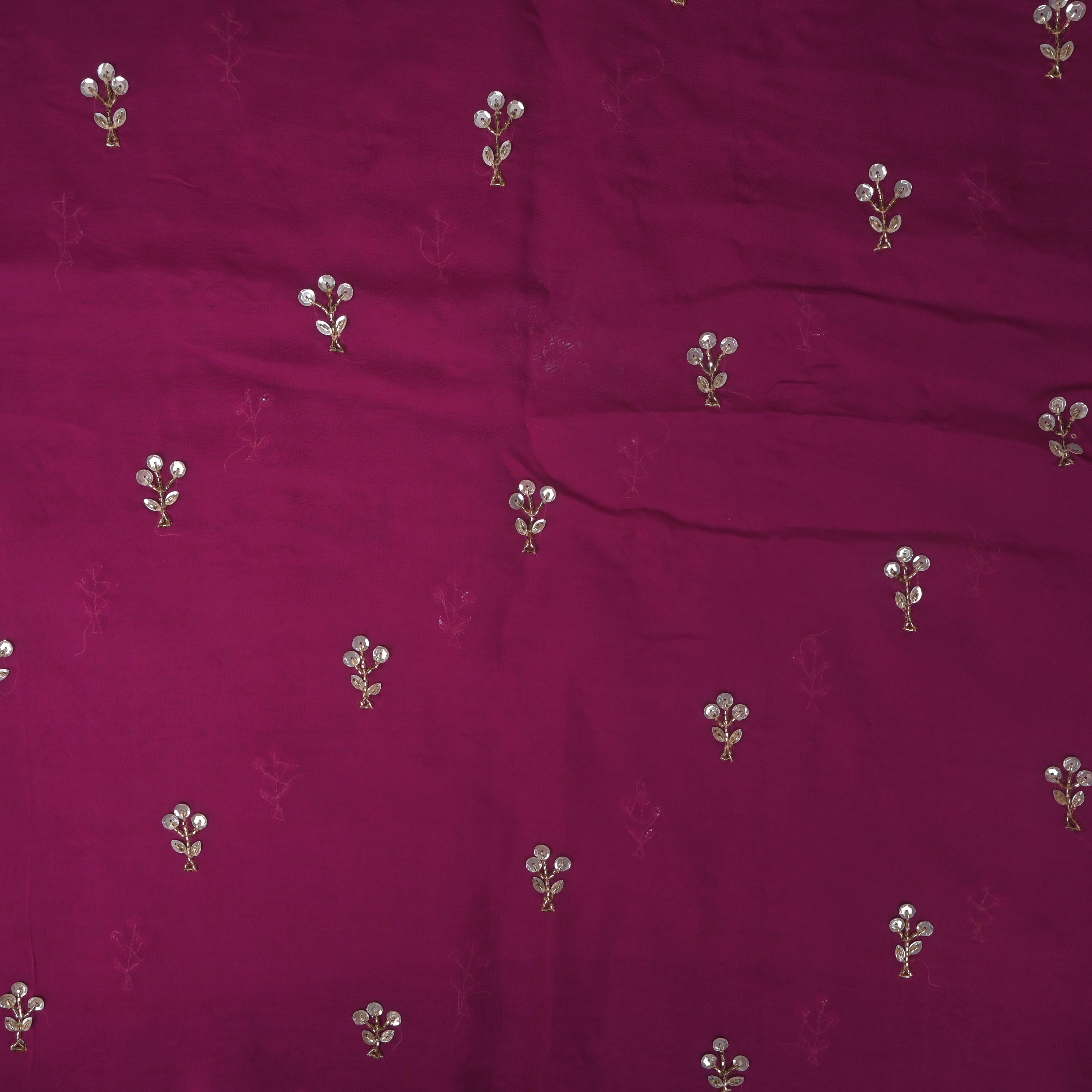 Cardinal Purple Buttis Organza Embroidery Fabric