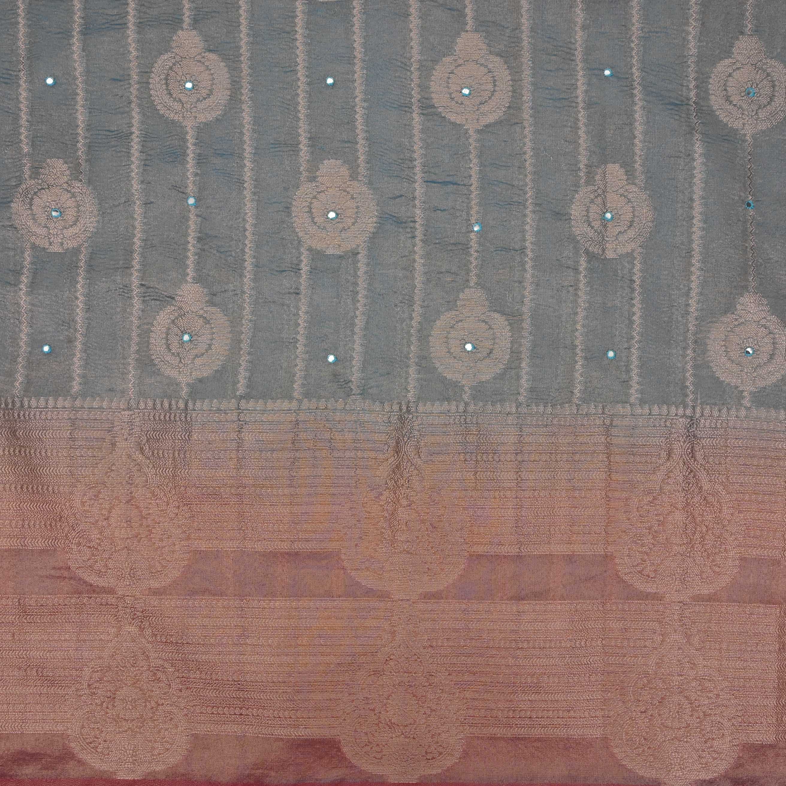 Aluminum Blue Kanjivaram Tissue Butta Fabric