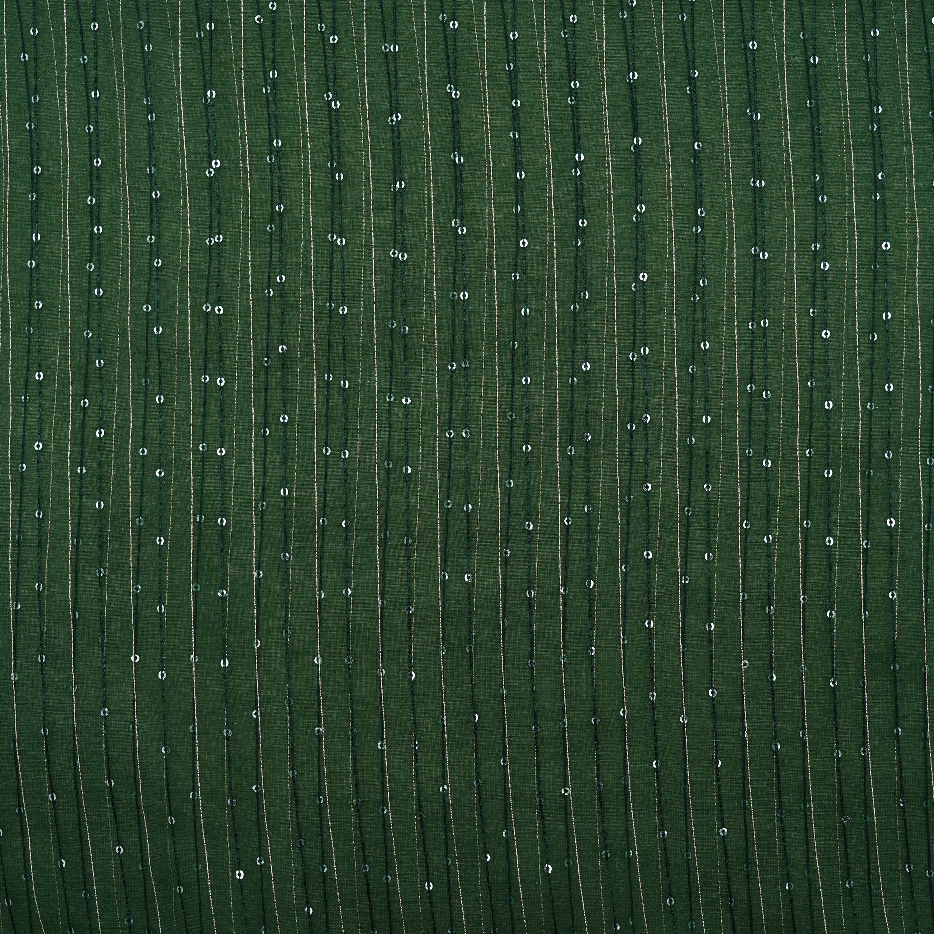 Myrtle Green Sequins Embroidered Organza Fabric