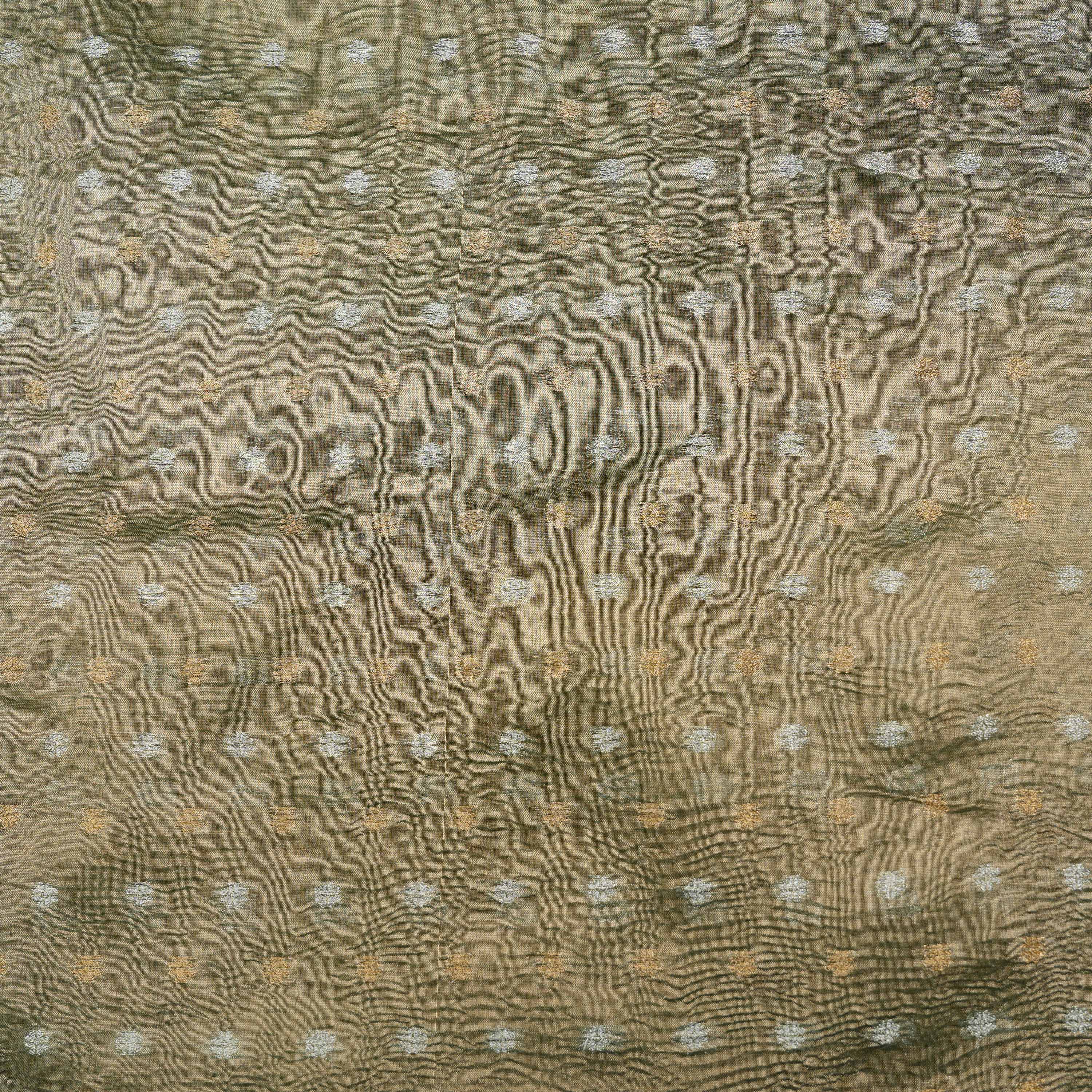 Metal Yellow Floral Buttis Tissue Banarasi Fabric