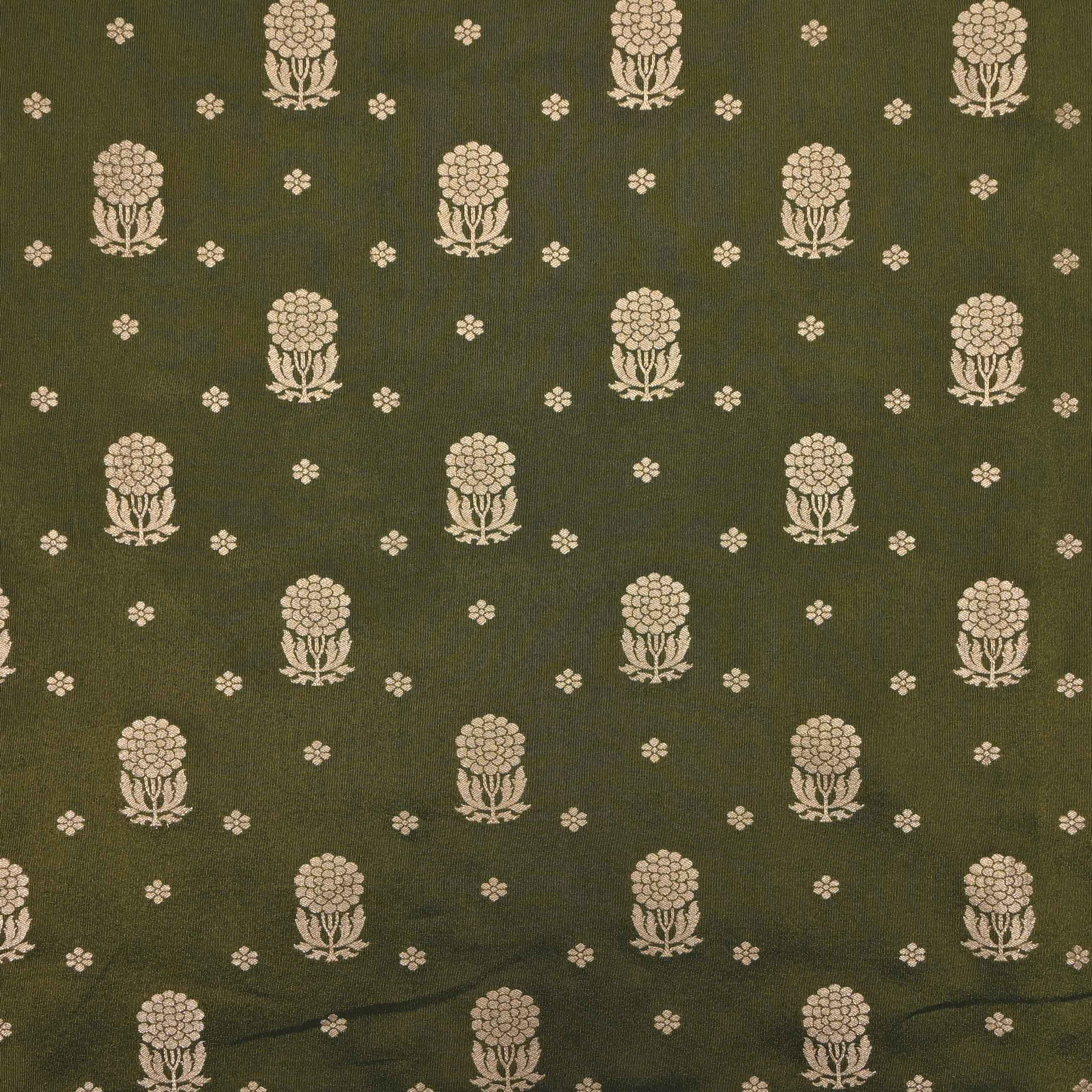 Mehendi Green Tissue Fabric With Zari Weaving