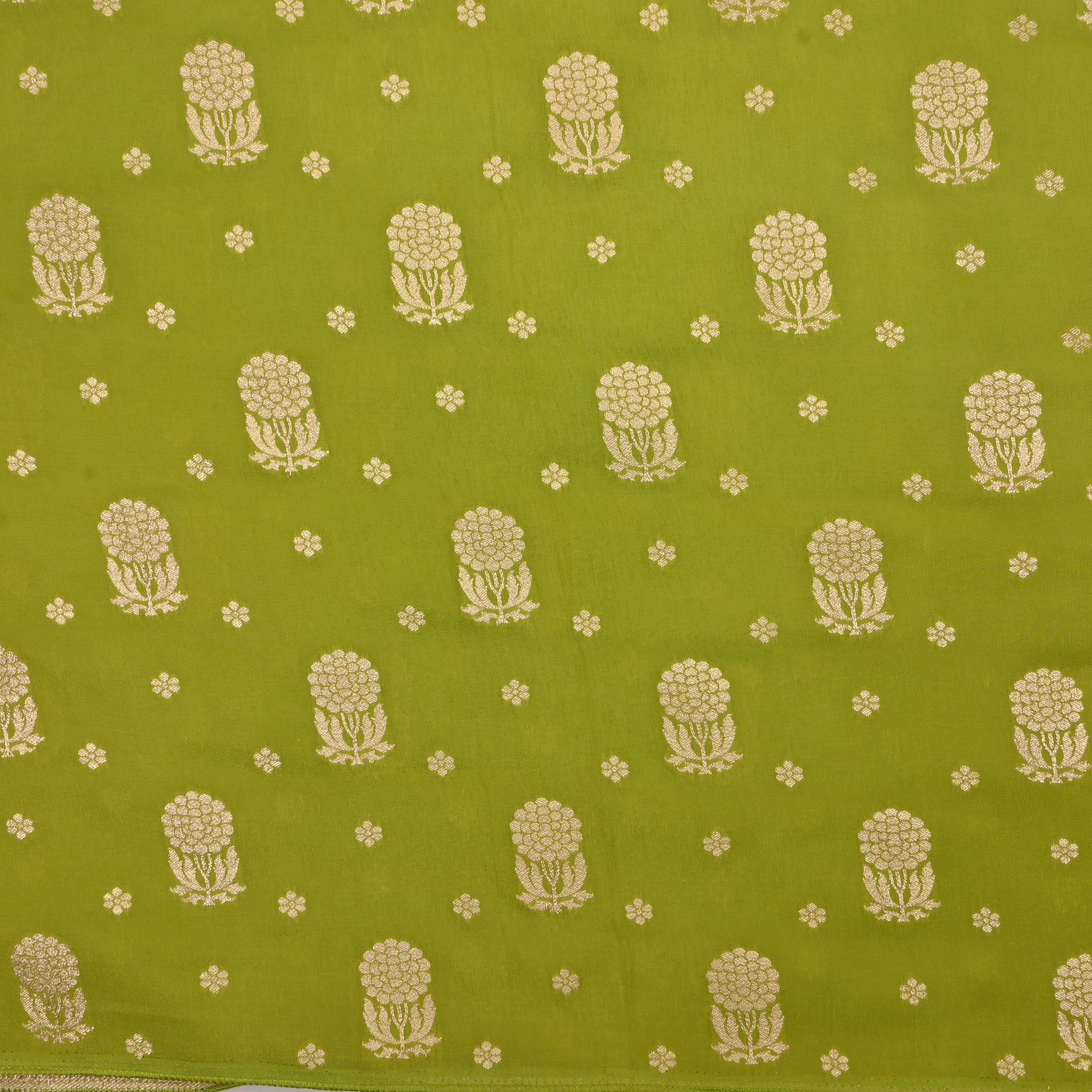 Apple Green Tissue Fabric With Zari Weaving