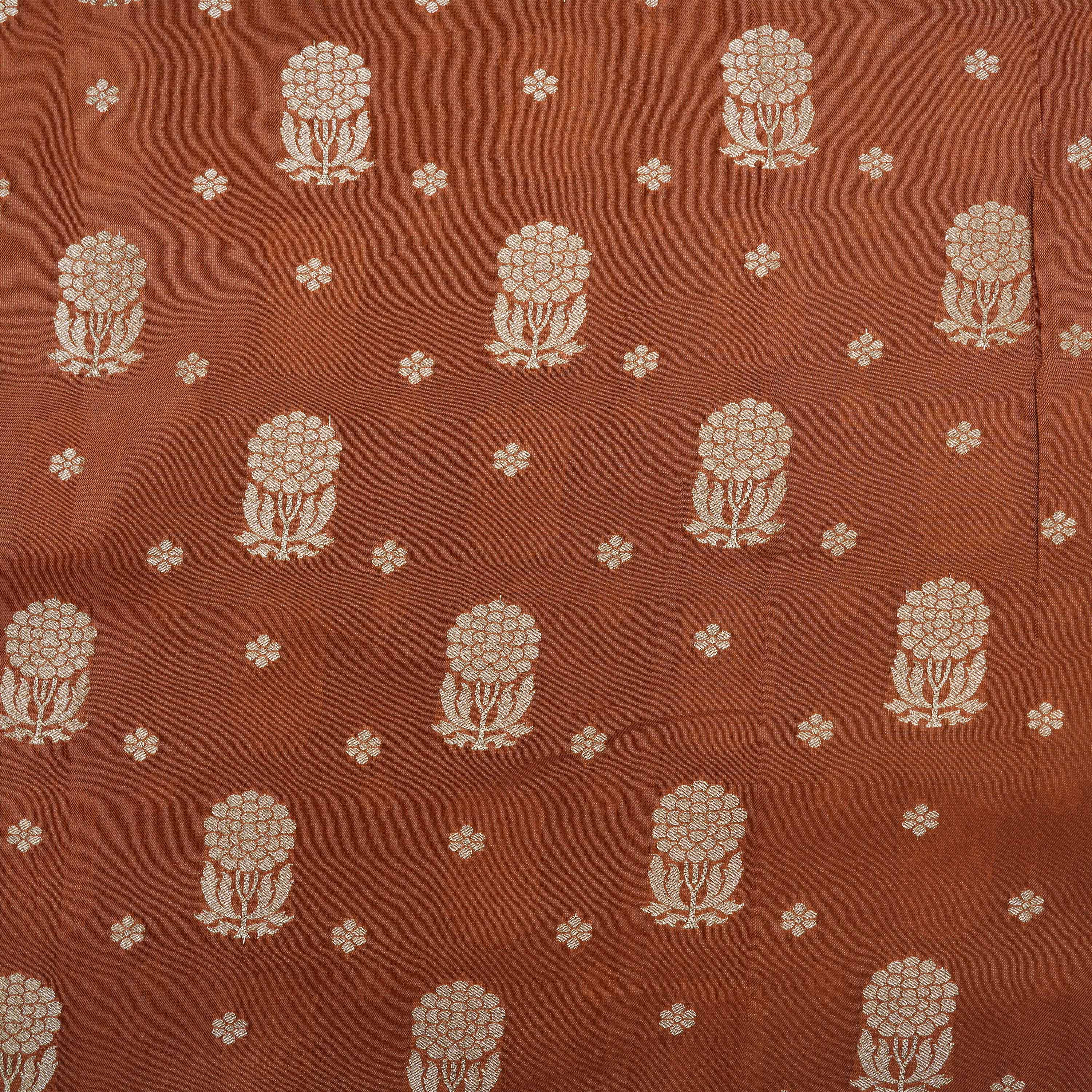 Copper Rust Brown Floral Buttis Tissue Fabric