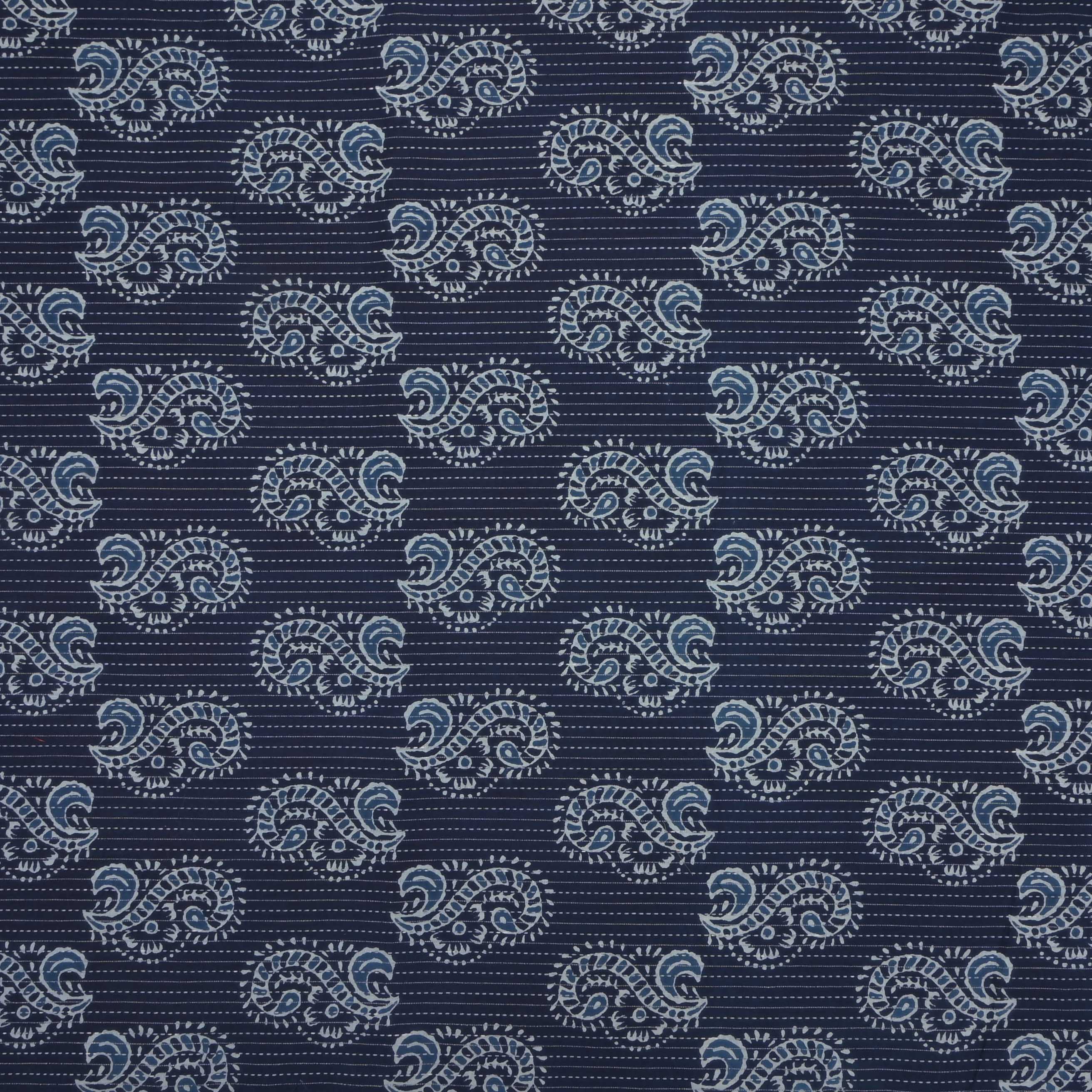Admiral Blue Ajrakh Printed Cotton Fabric