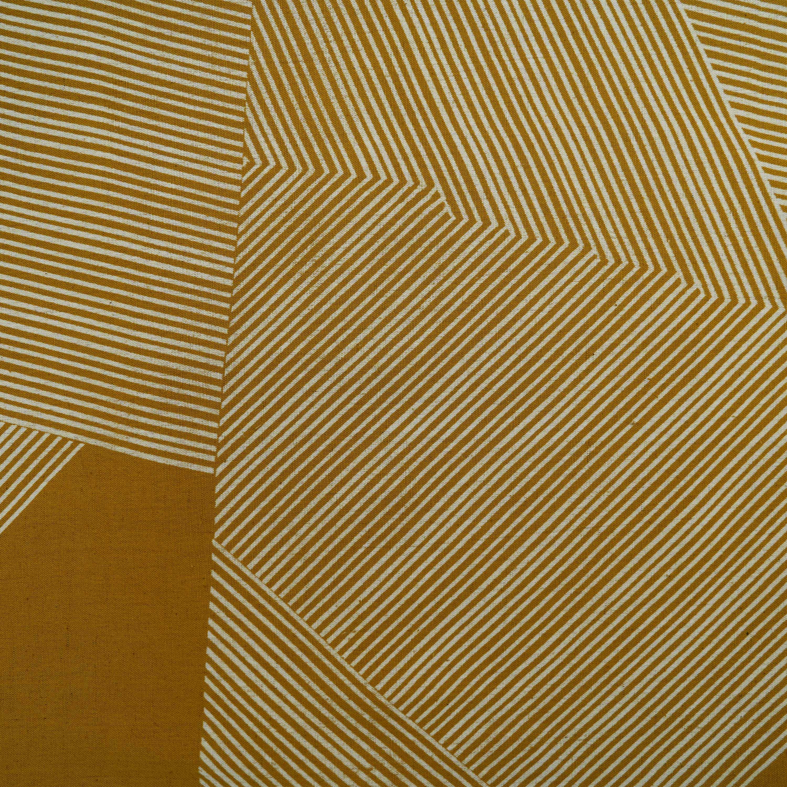 Medium Brown Striped Geometric Printed Cotton Fabric