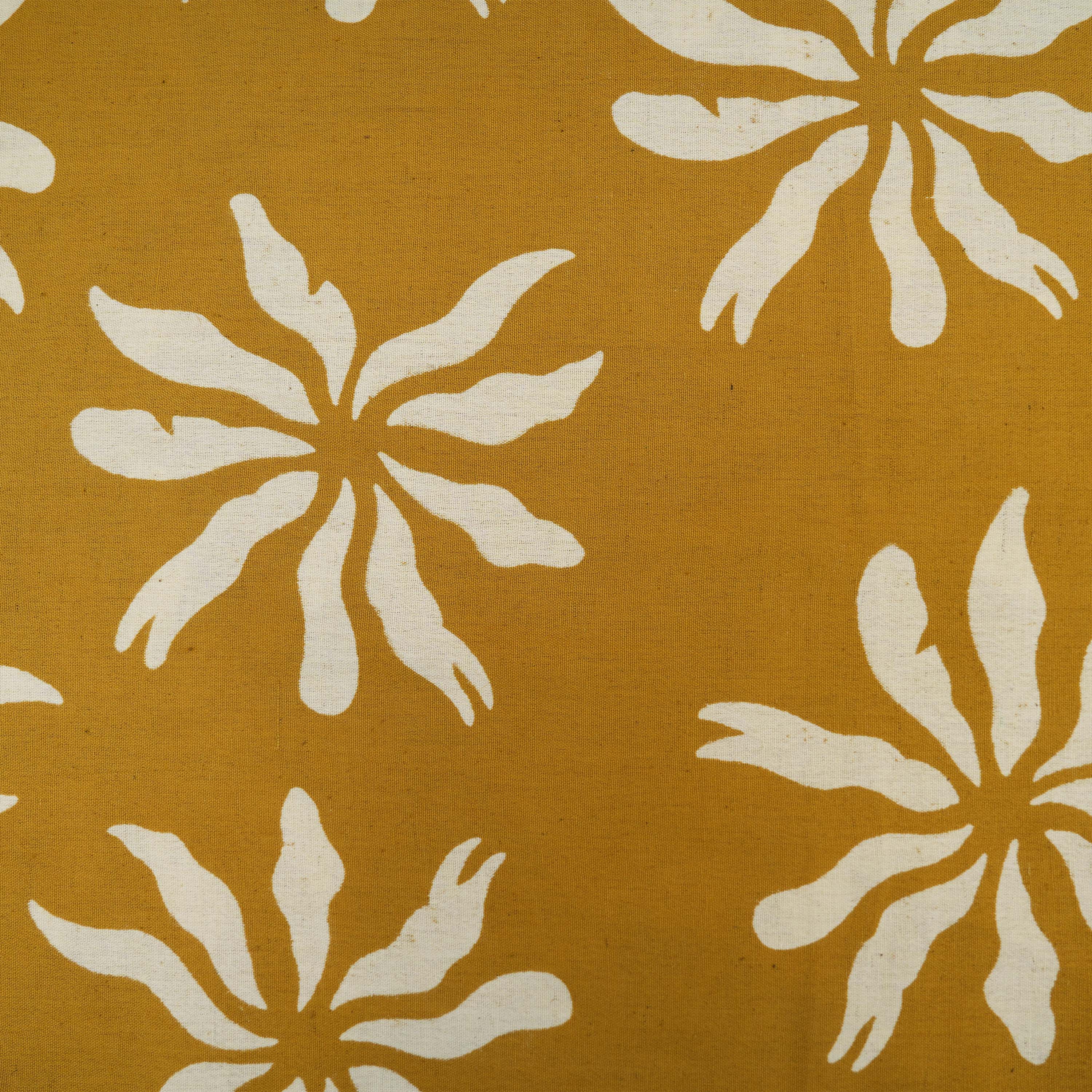 Golden Brown Floral Printed Cotton Fabric