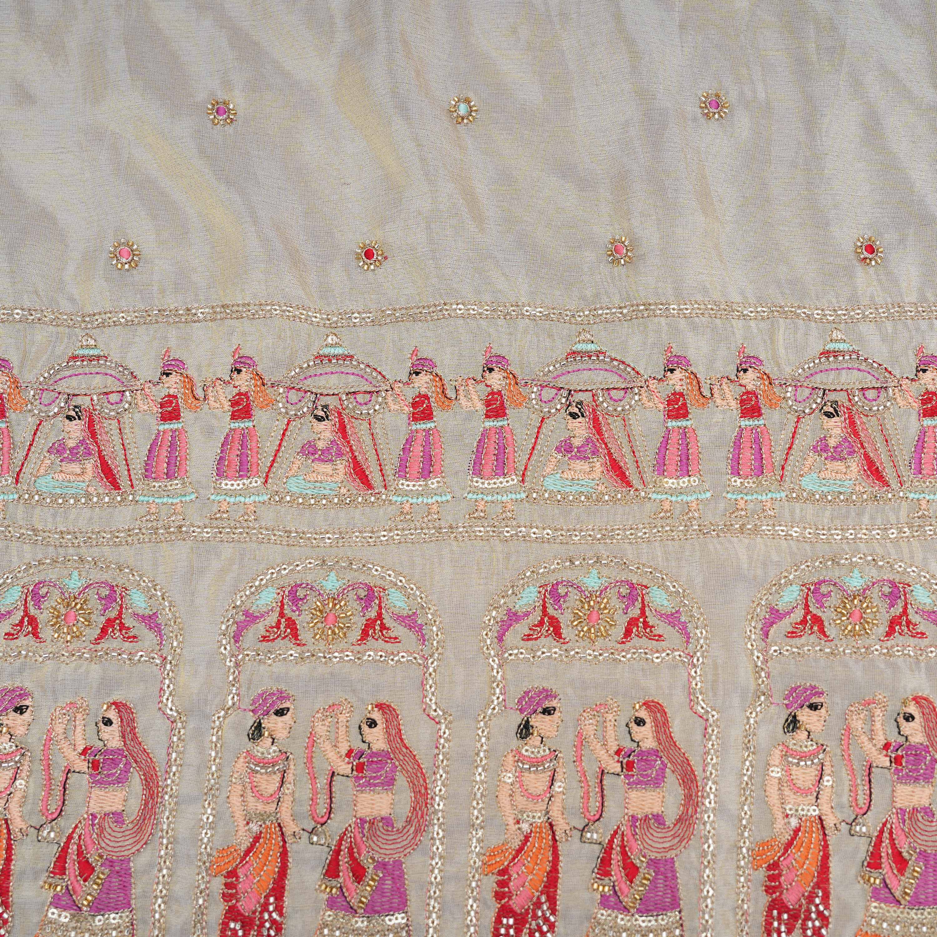 Smoked White Bridal Embroidery On Tissue Fabric