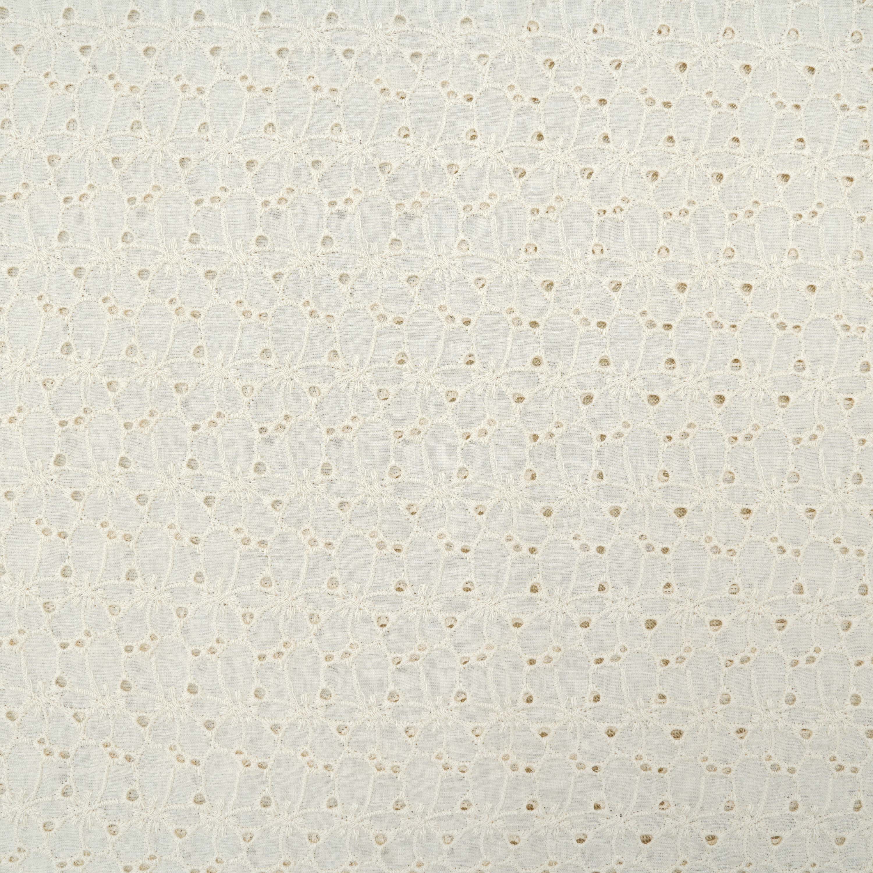 Rock White Pattern Threadwork Chanderi Fabric