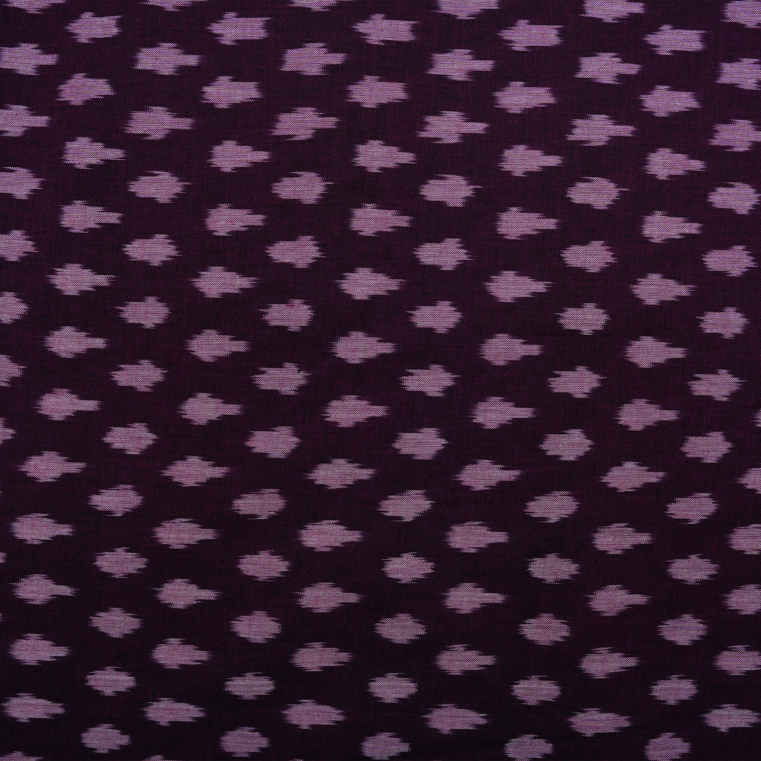 Eggplant Purple Geometric Ikat Pattern Cotton Fabric