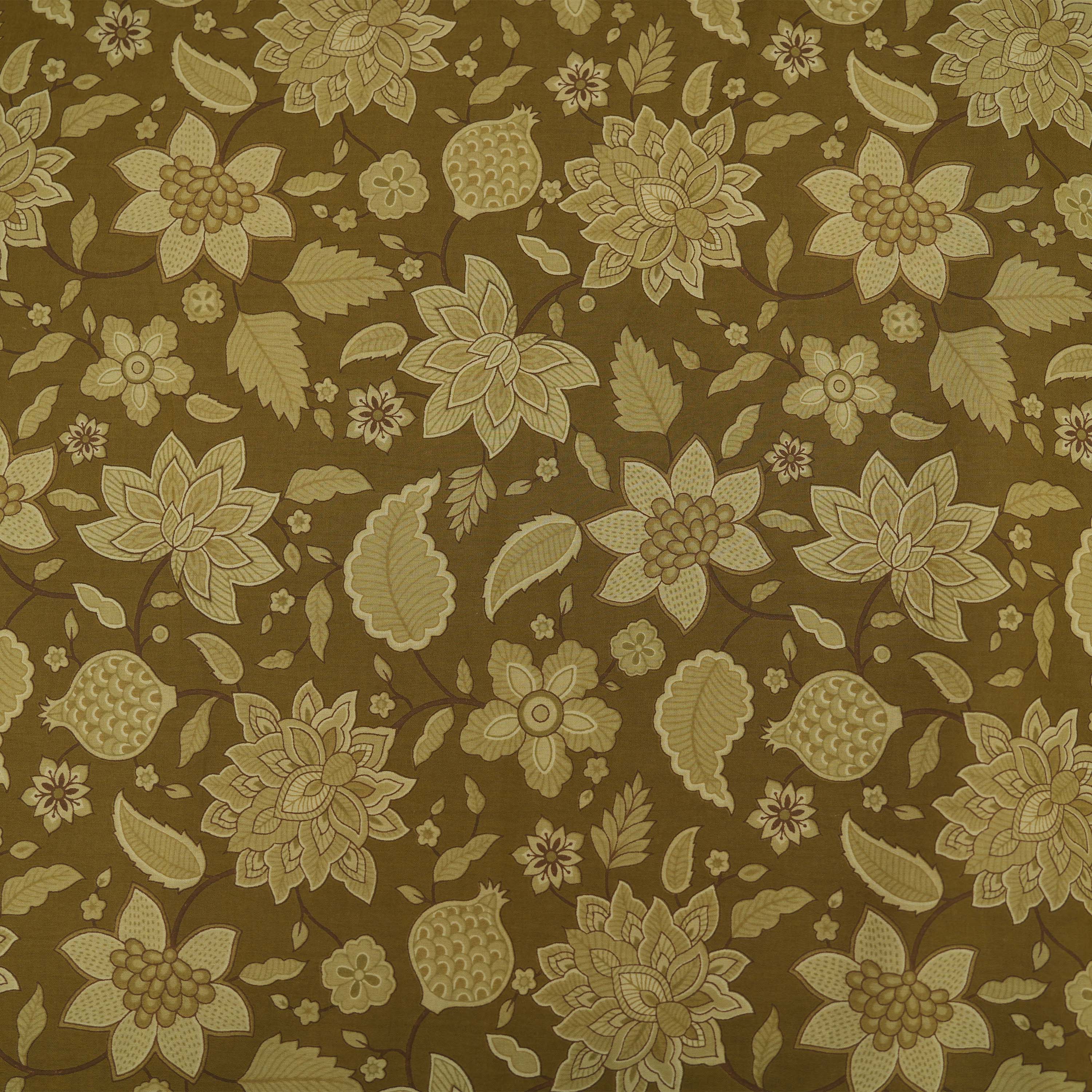 Bronze Tone Brown Bel Butti Printed Cotton Fabric