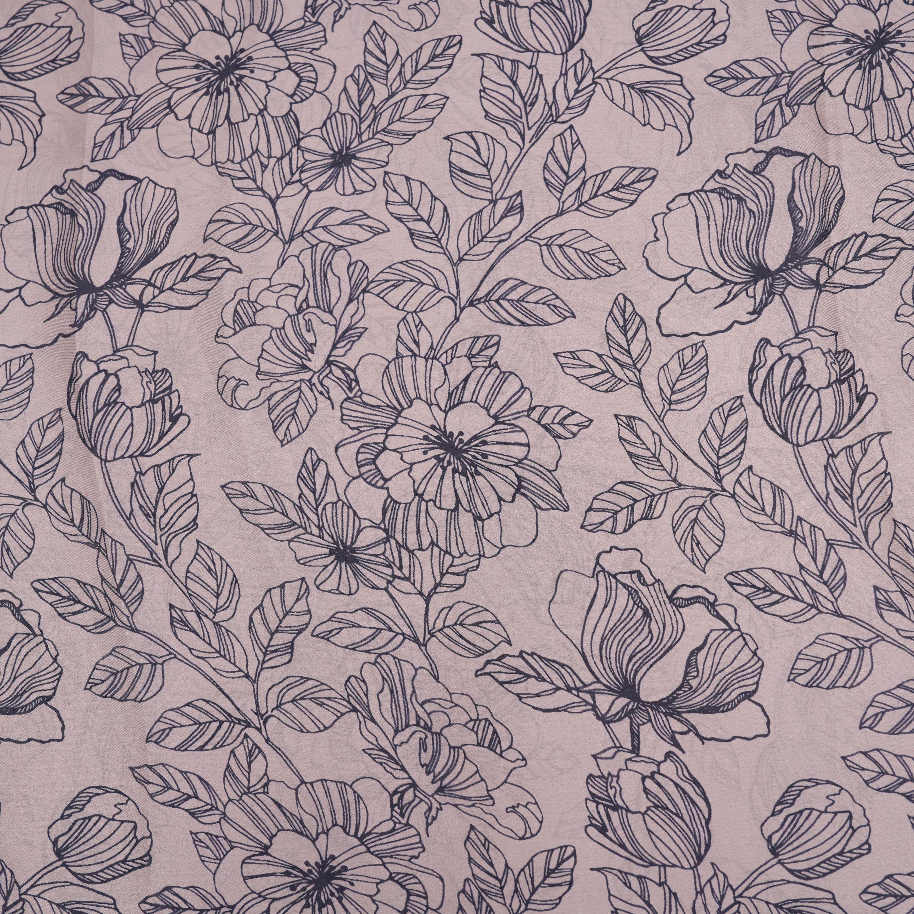 Martini Pink Contemporary Floral Printed Silk Fabric