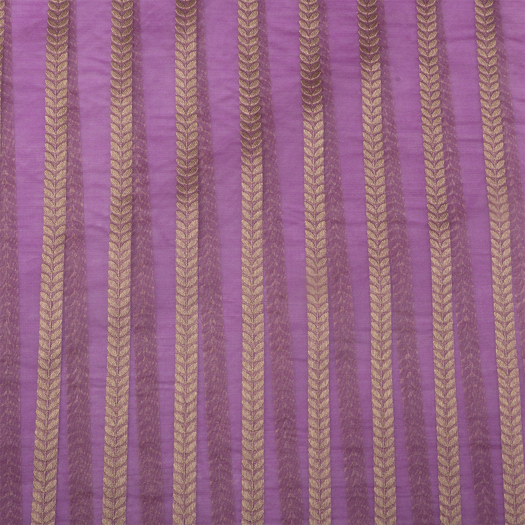 Purple Zari Stripes Jamawar Organza Fabric