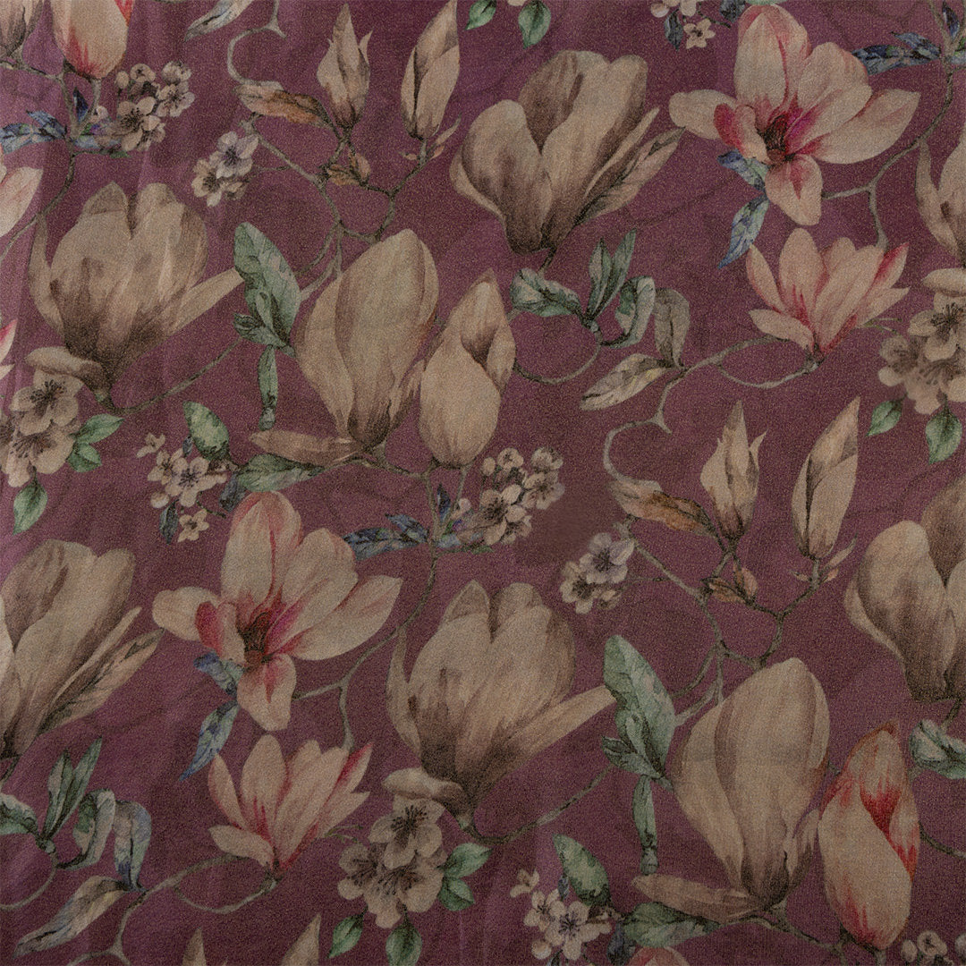 Dusty Pink Digital Printed Floral Tissue Fabric