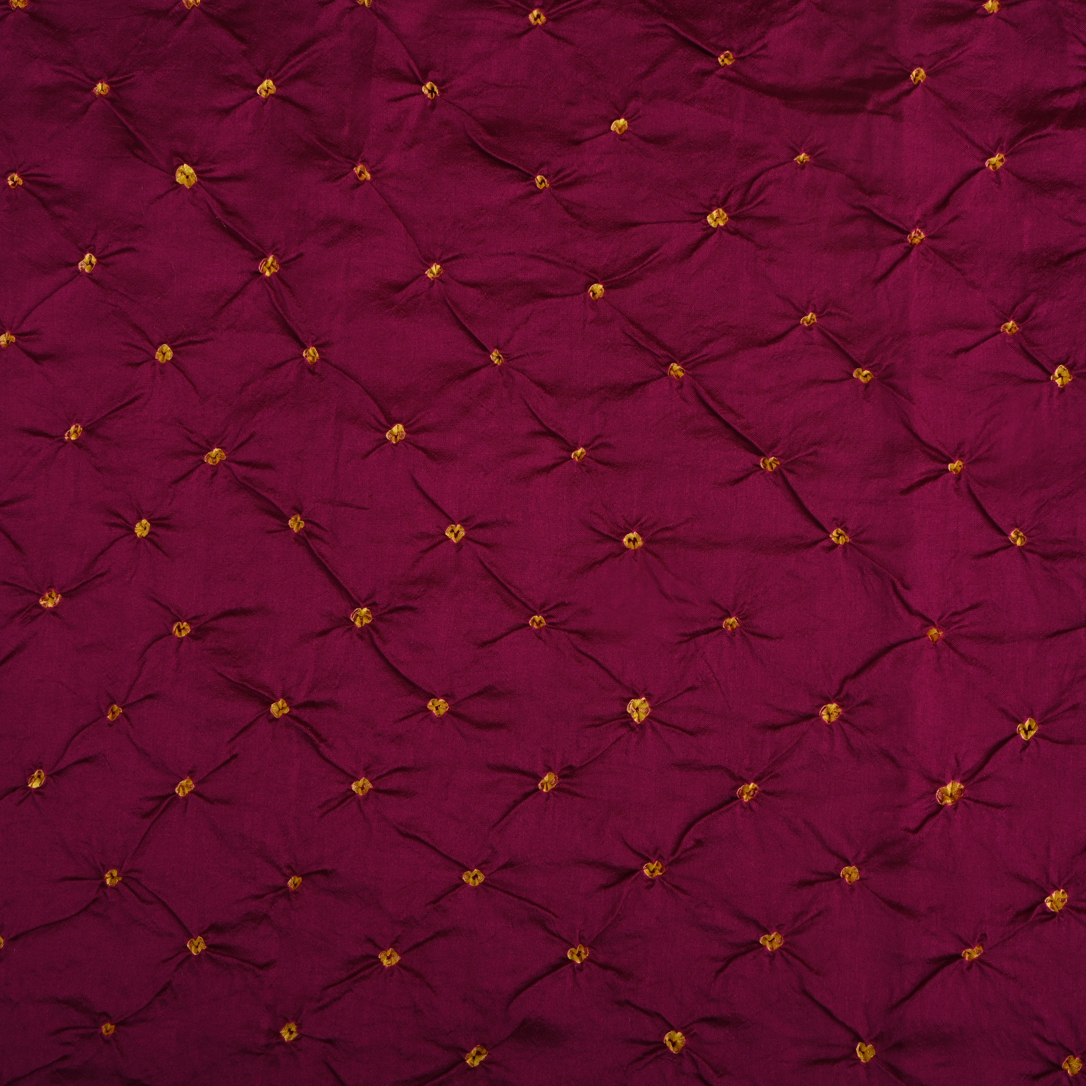 Rich Purple And Golden Bandhani Work Silk Fabric