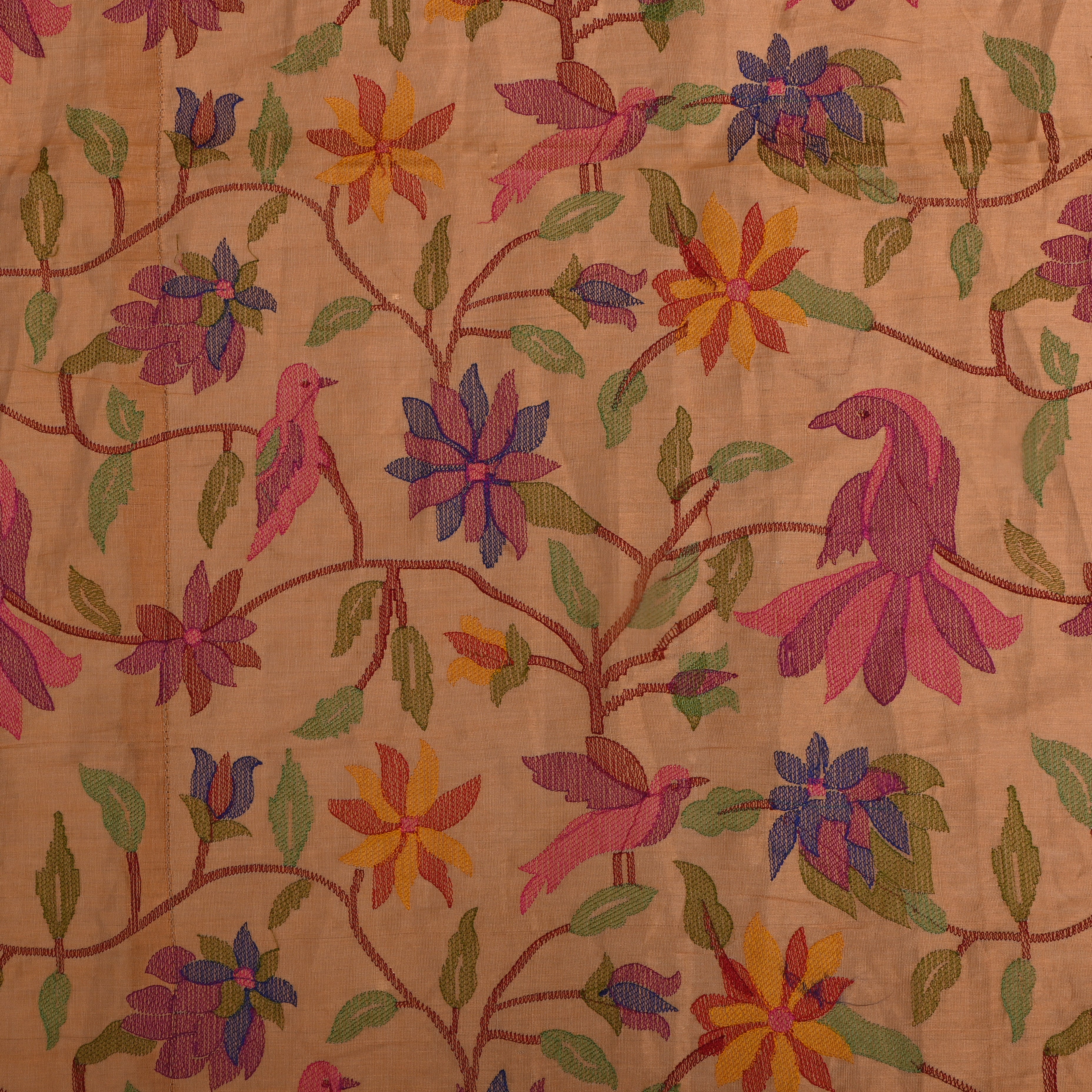 Dull Gold Kanjivaram Tissue Fabric With Paithani Embroidery