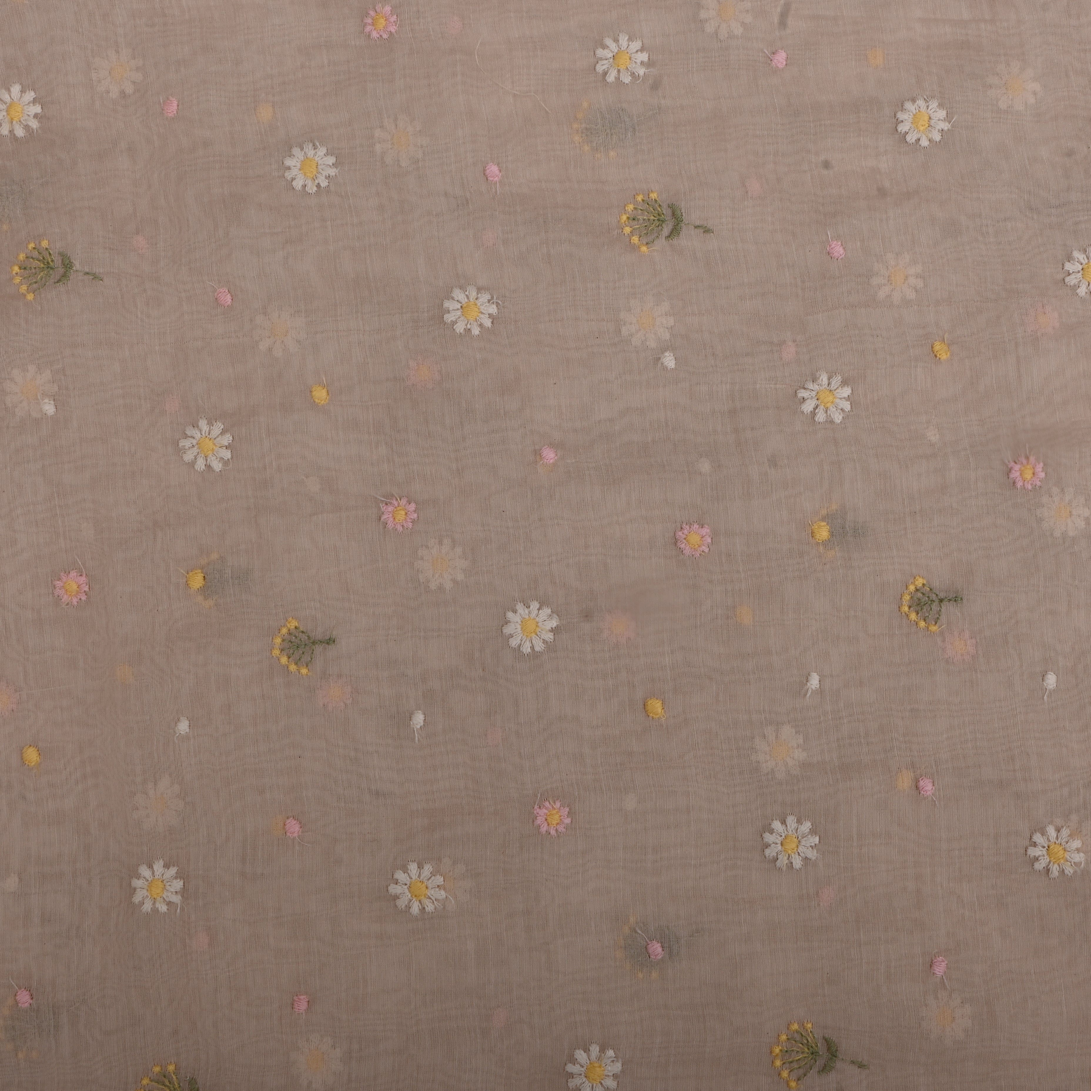 Desert Sand Chanderi Fabric With Embroidery Butti'S