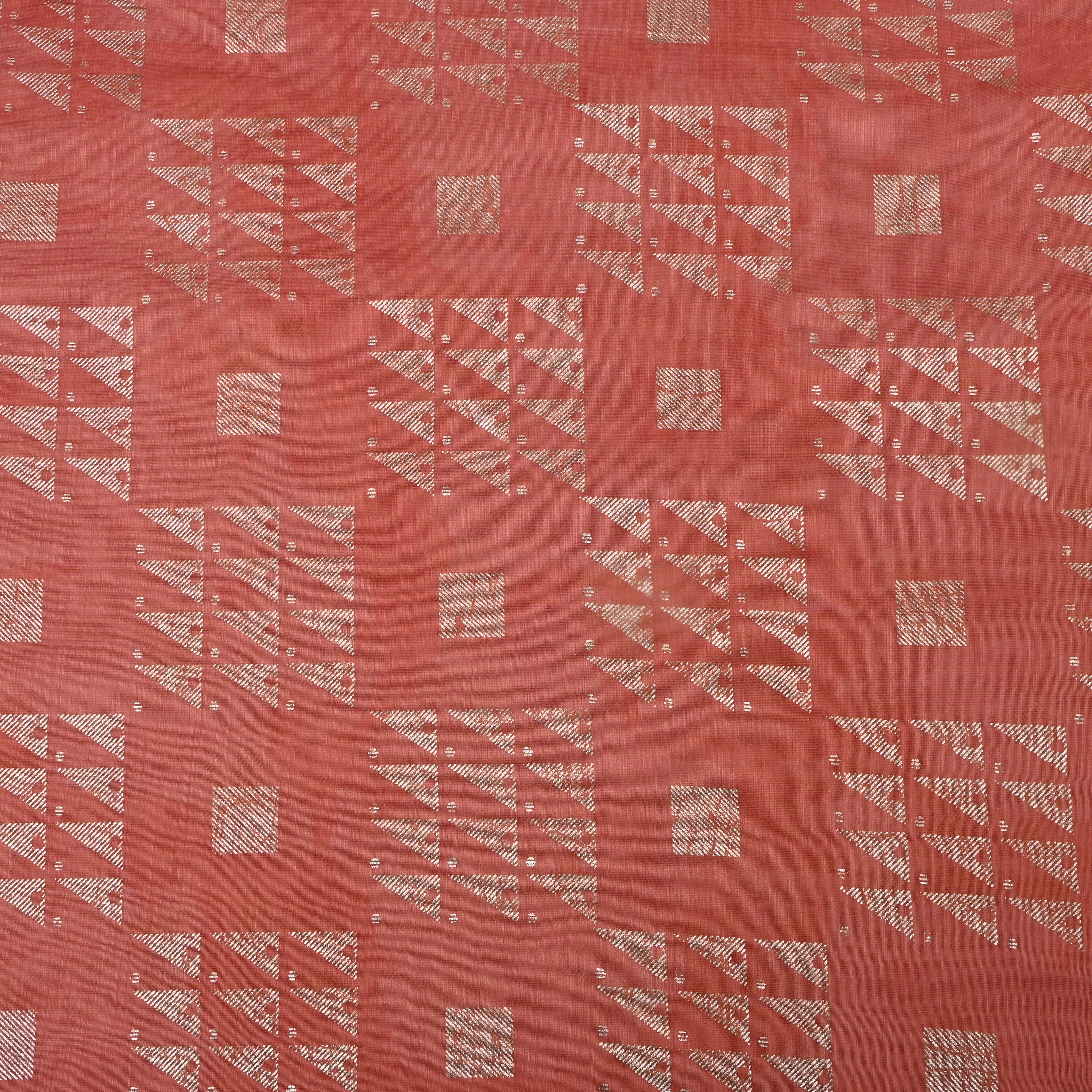 Muted Pink Geometric Foil Printed Chanderi Fabric