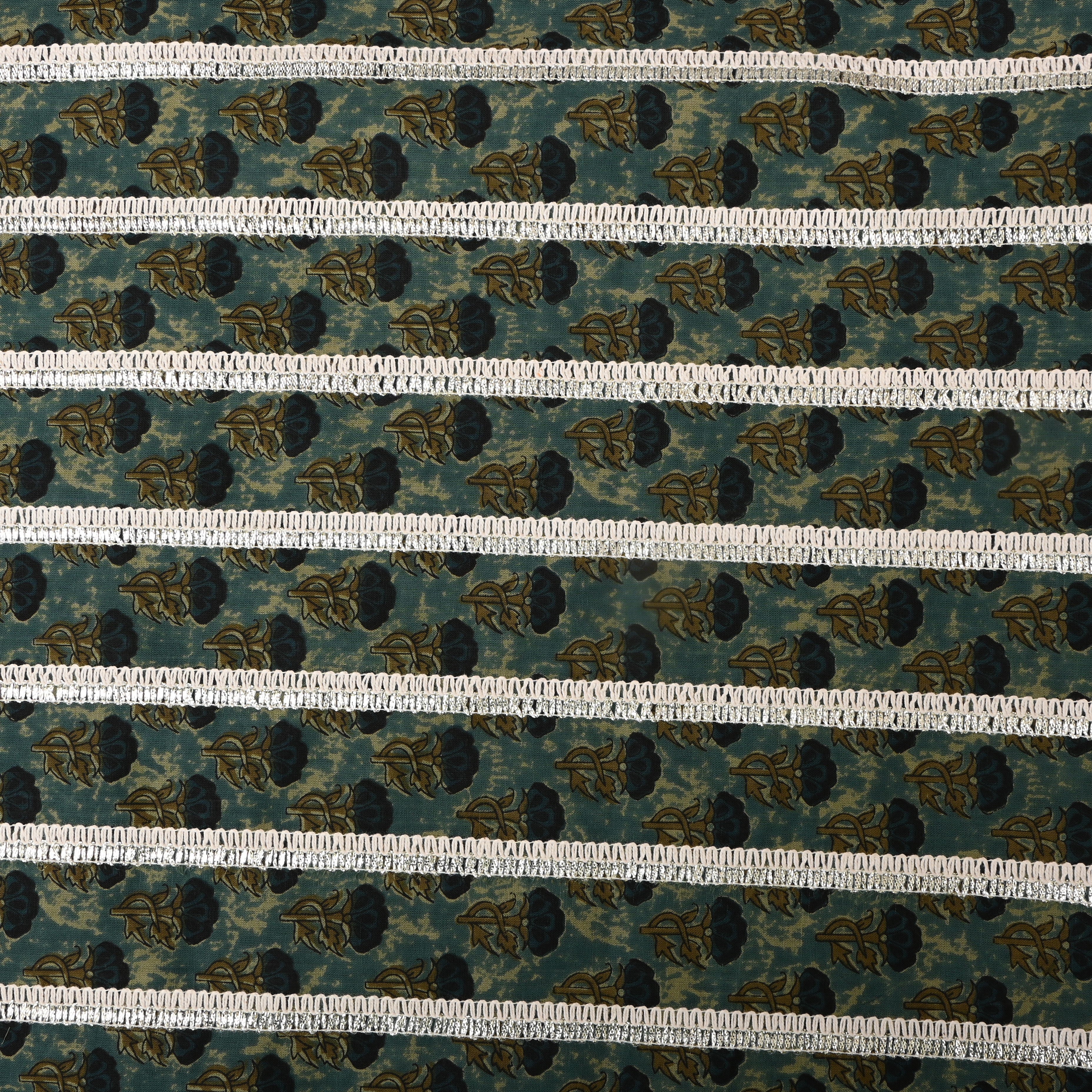 Jungle Green Floral Printed Cotton Fabric