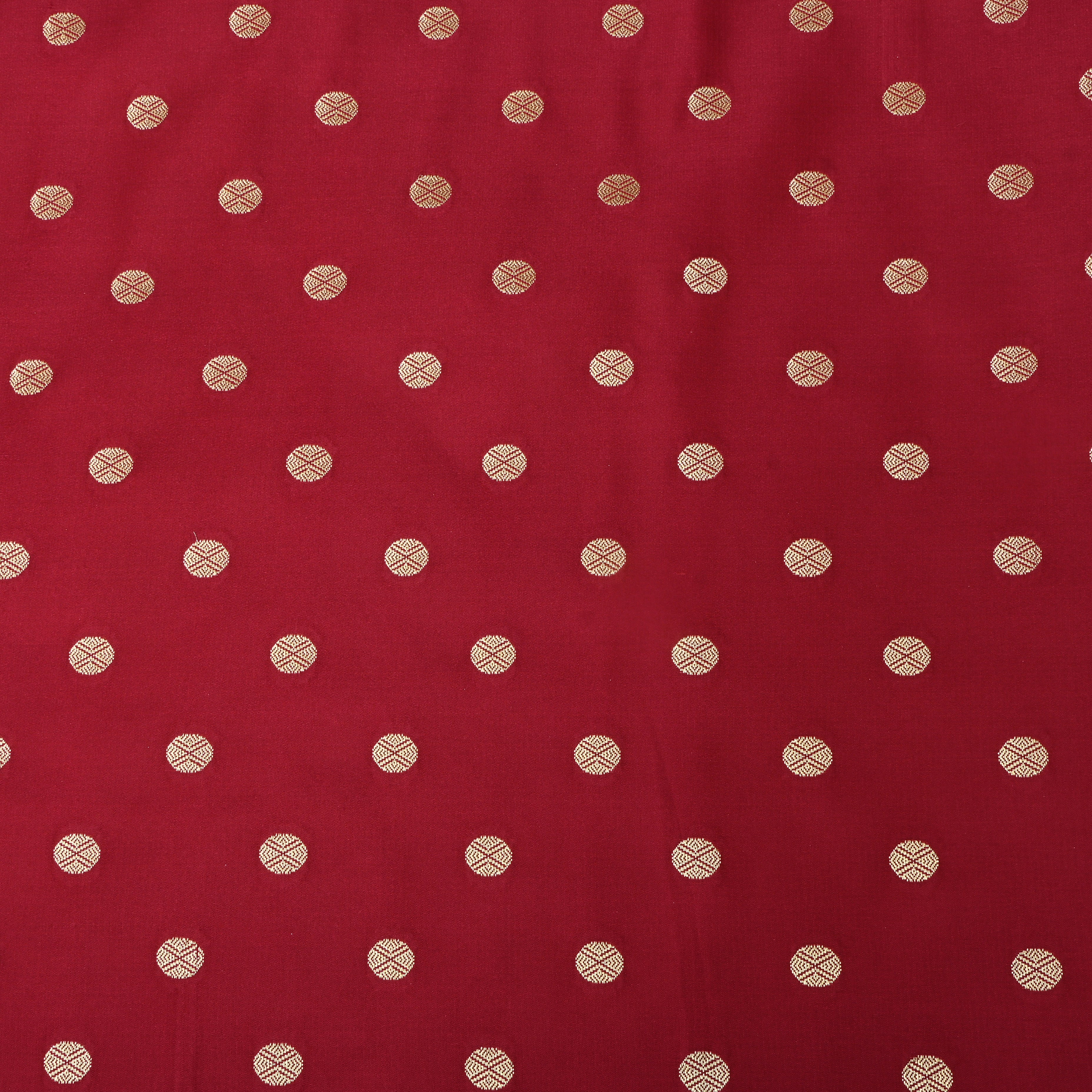 Solid Maroon Golden Zari Butti Silk Fabric