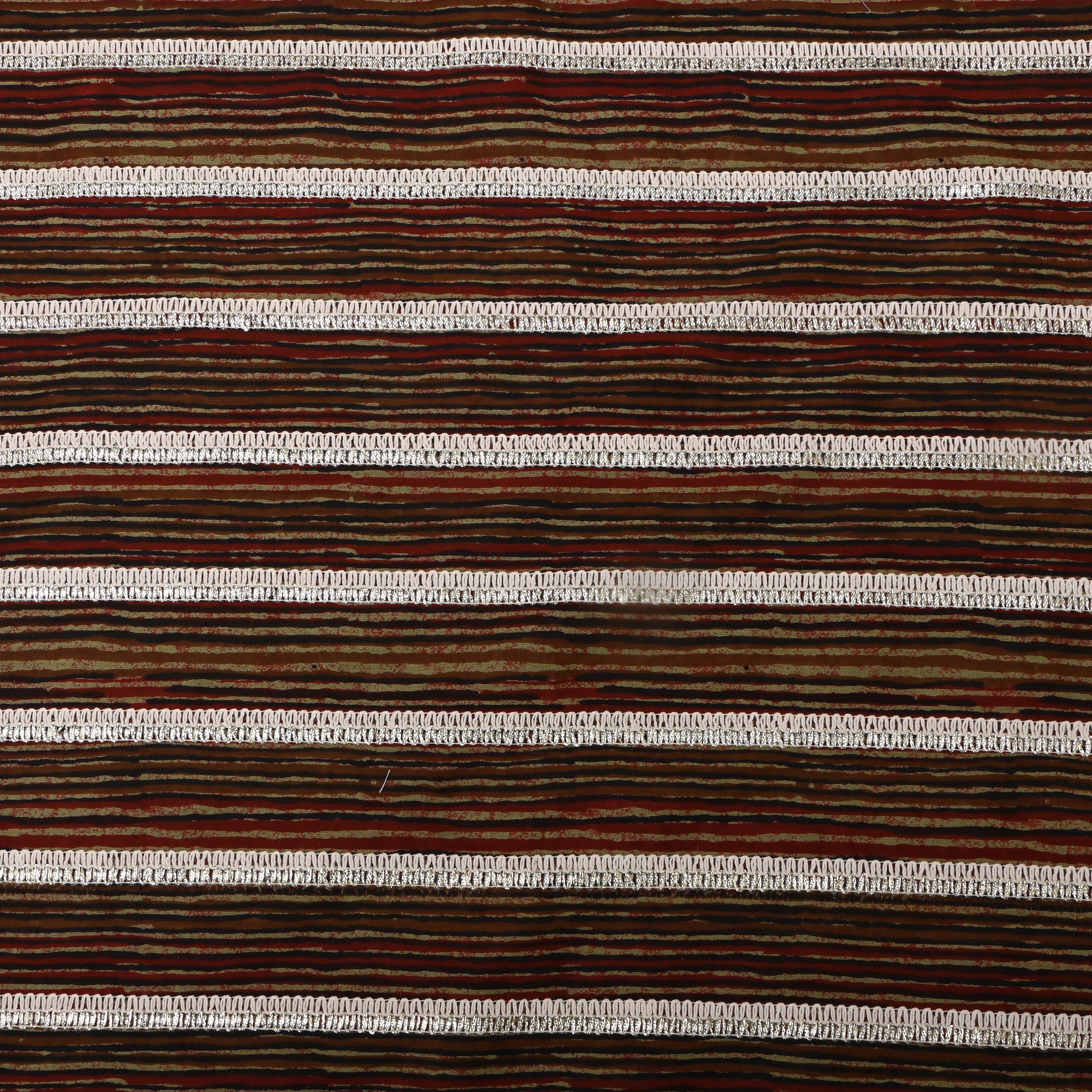 Dark Multicolour Stripes Printed Cotton Fabric
