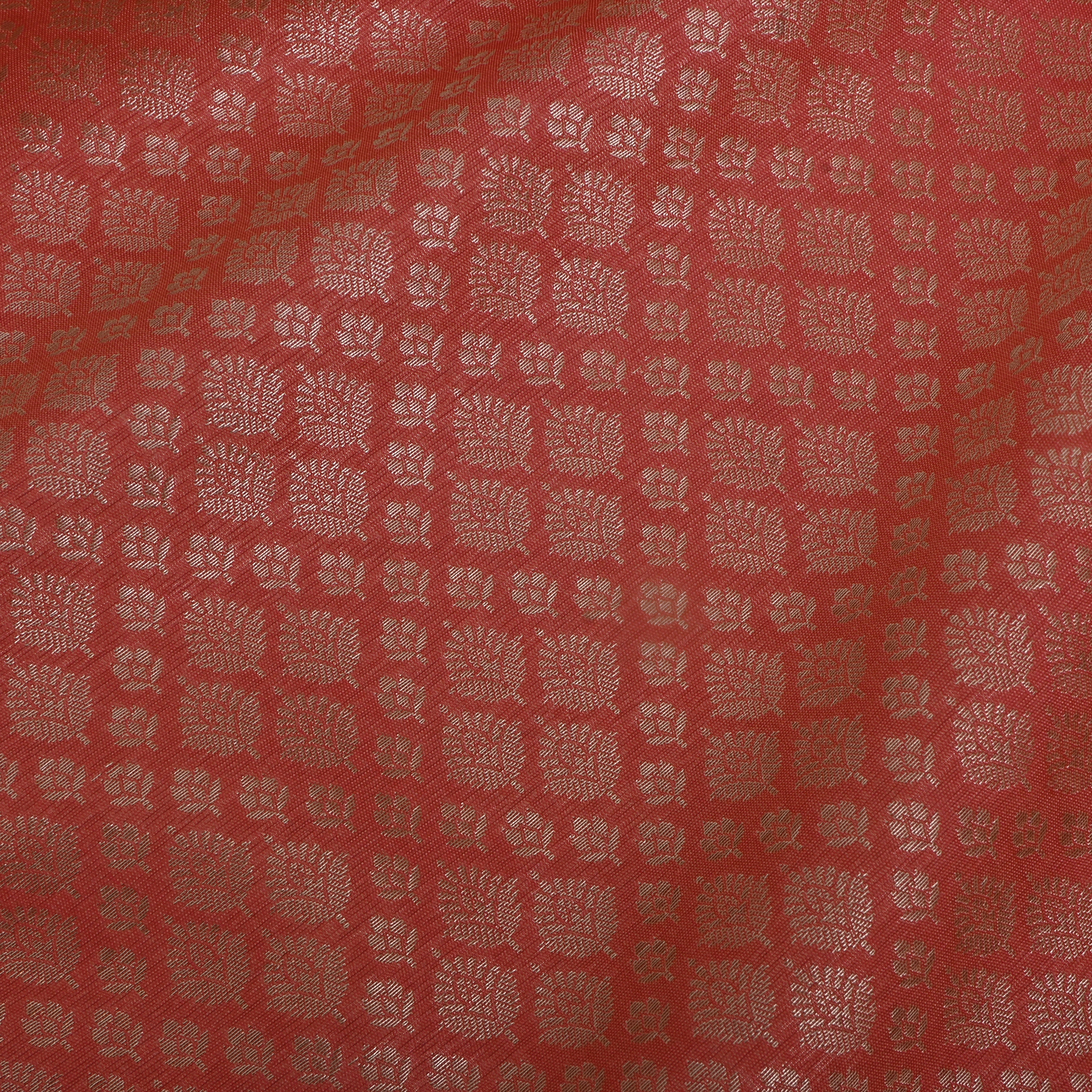 Strawberry Pink Jamawar Silk Fabric