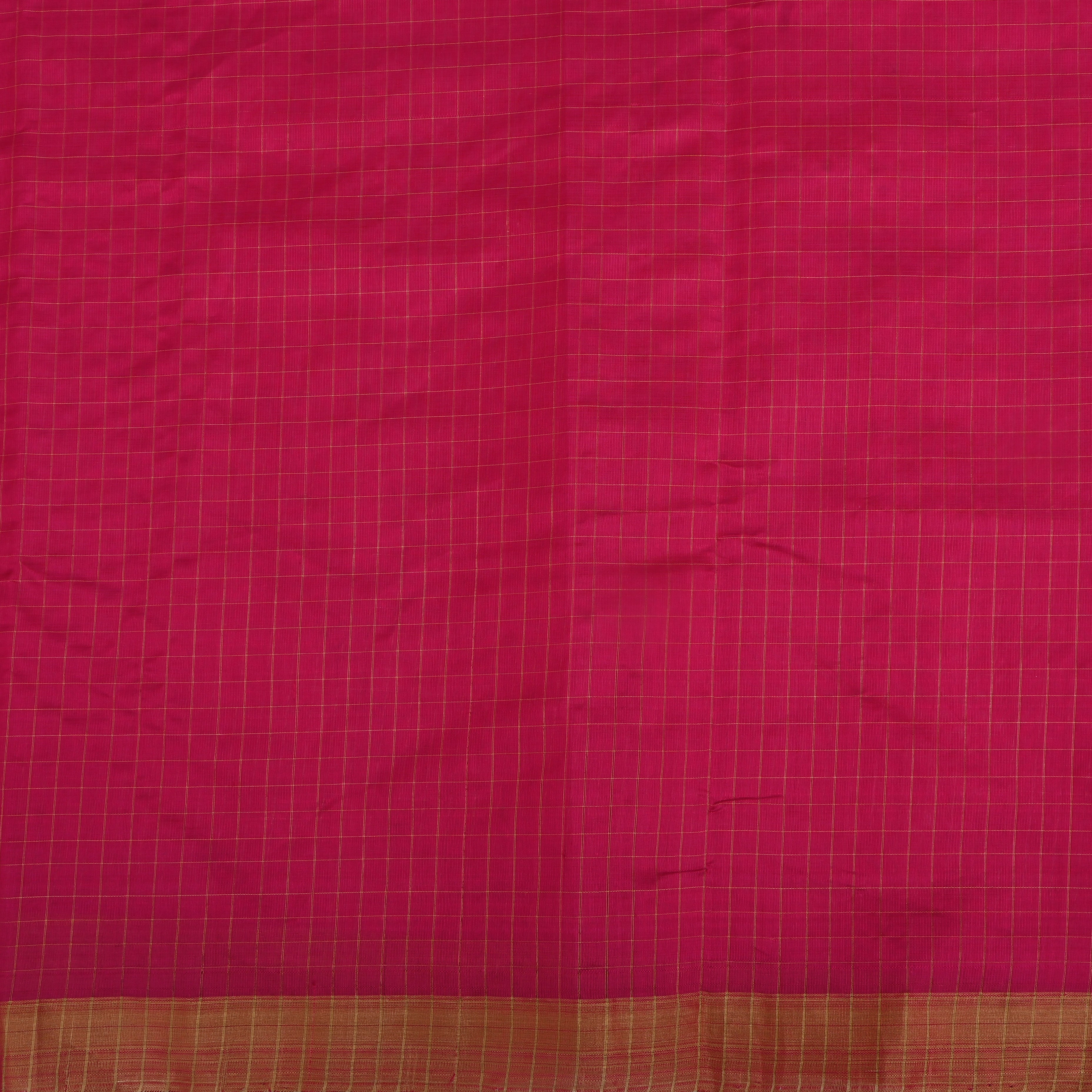 Raspberry Pink Jamawar Silk Fabric With Checks Pattern