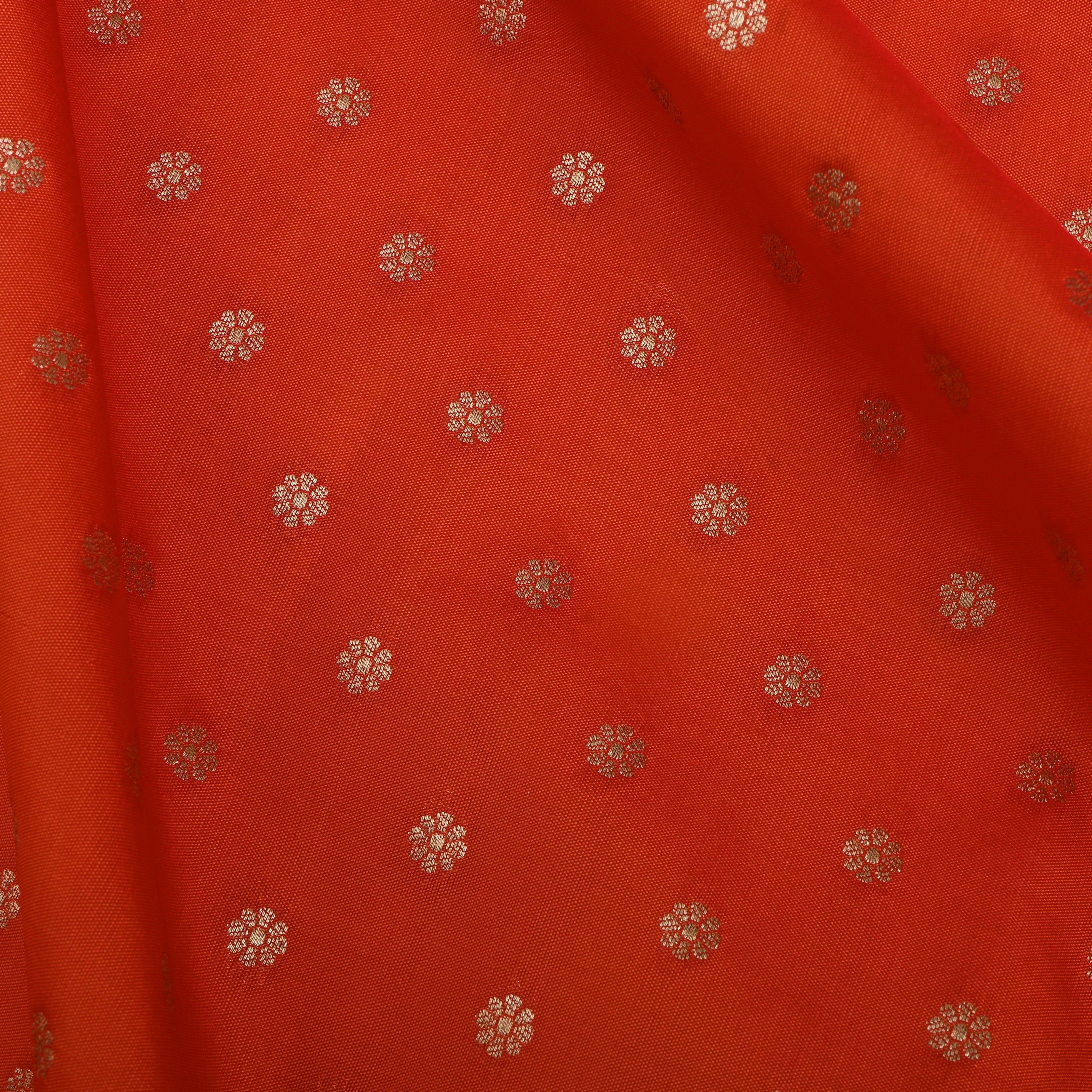 Rust Orange Jamawar Silk Fabric