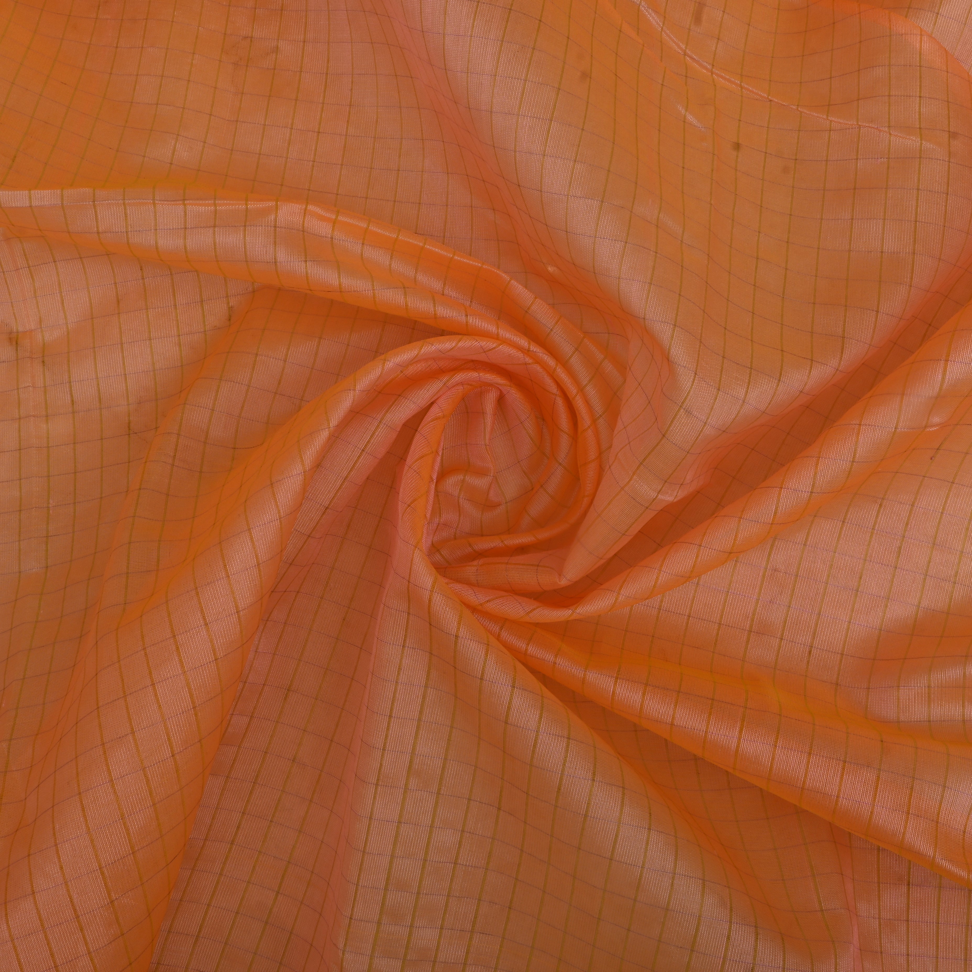 Light Salmon Jamawar Silk Fabric With Checks Pattern