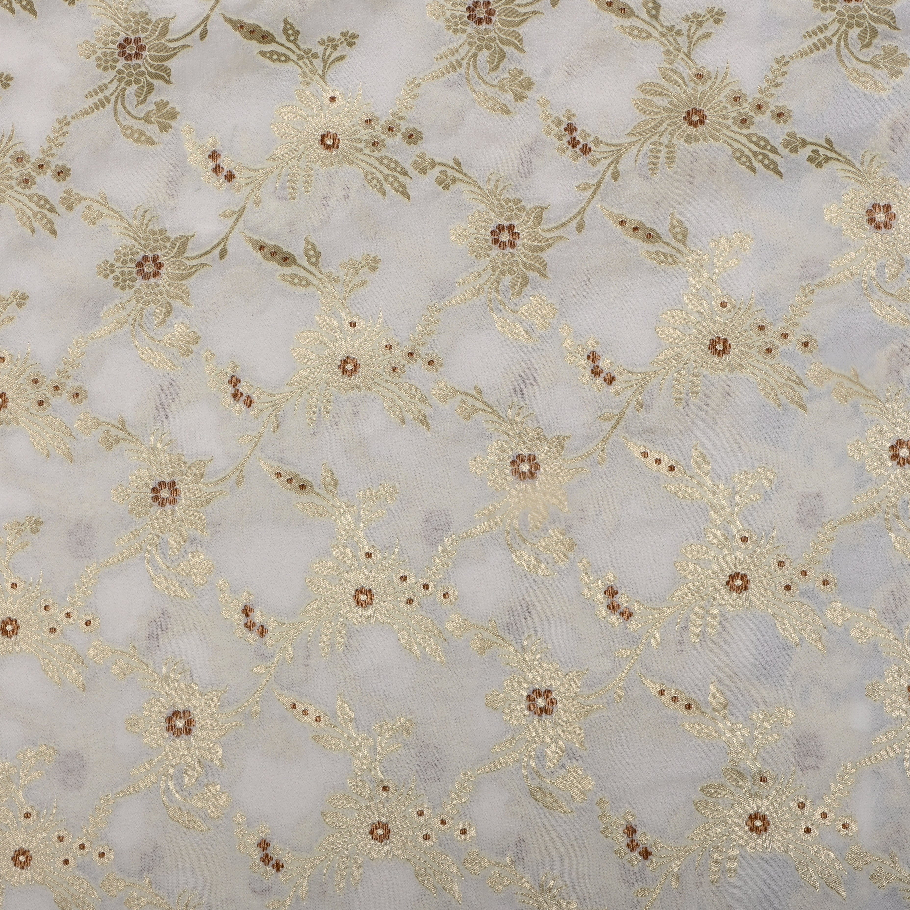 Bisque Cream Banarasi Fabric With Floral Jaal