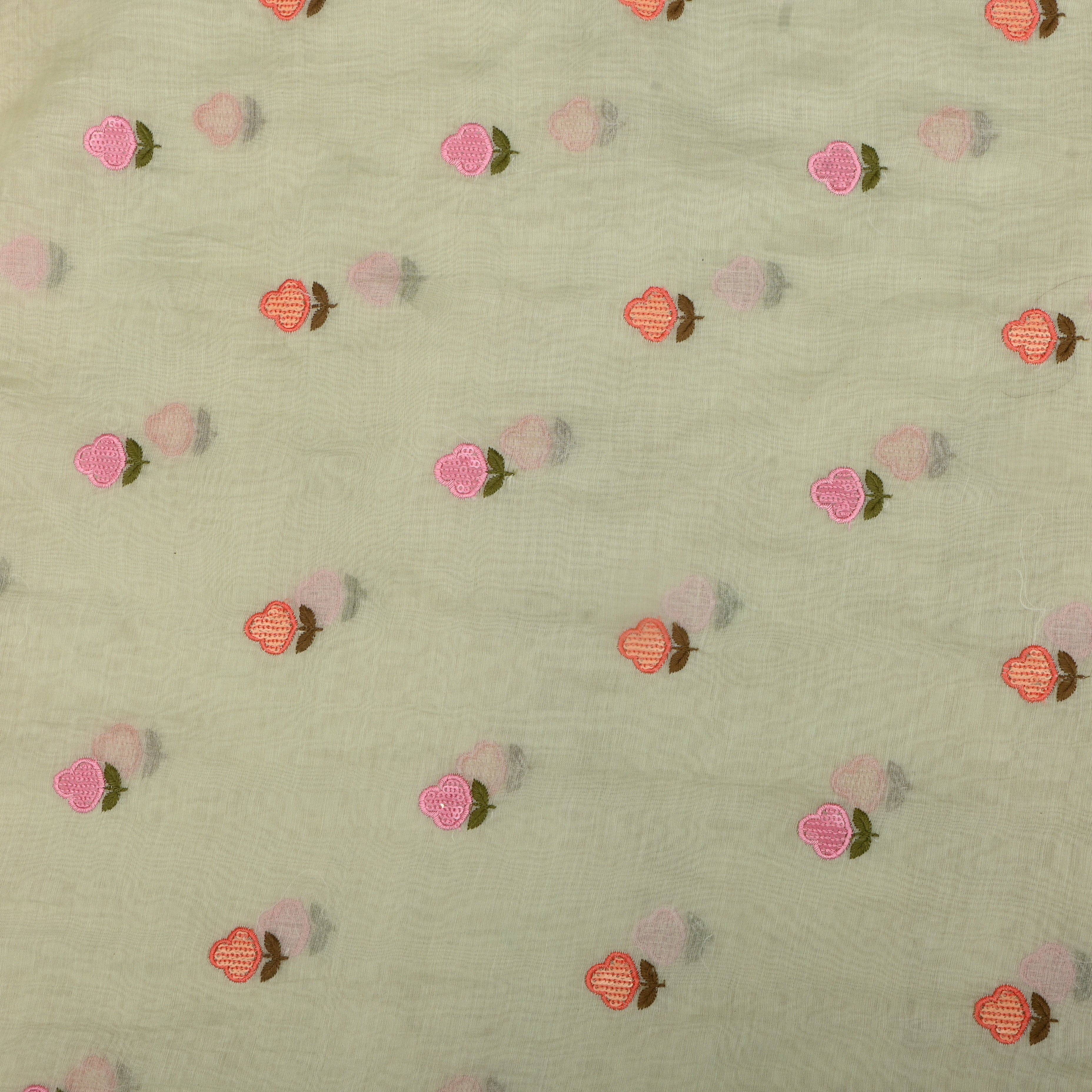 Soft Pale Green Chanderi Fabric With Embroidery