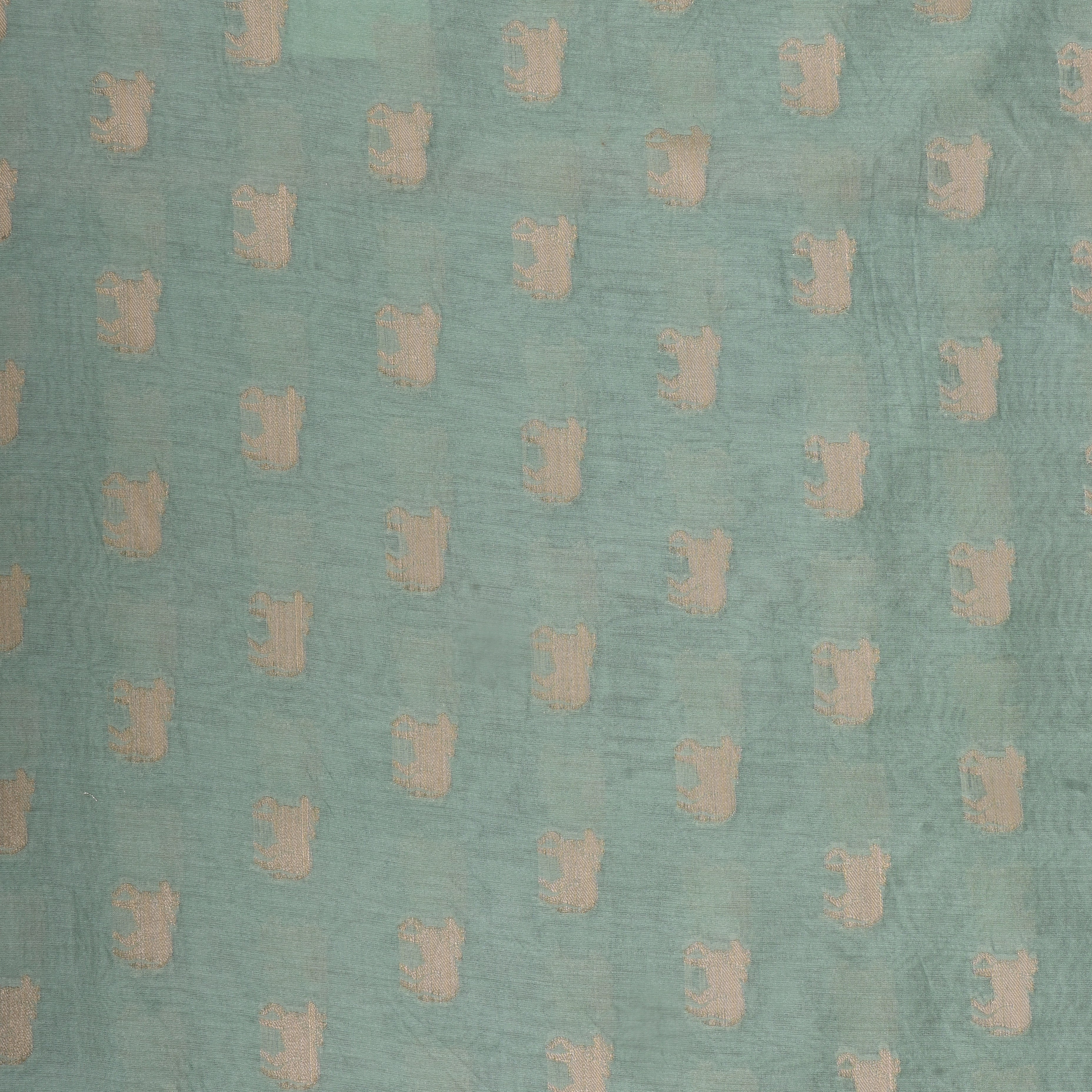 Pale Mint Green Jamawar Silk Fabric