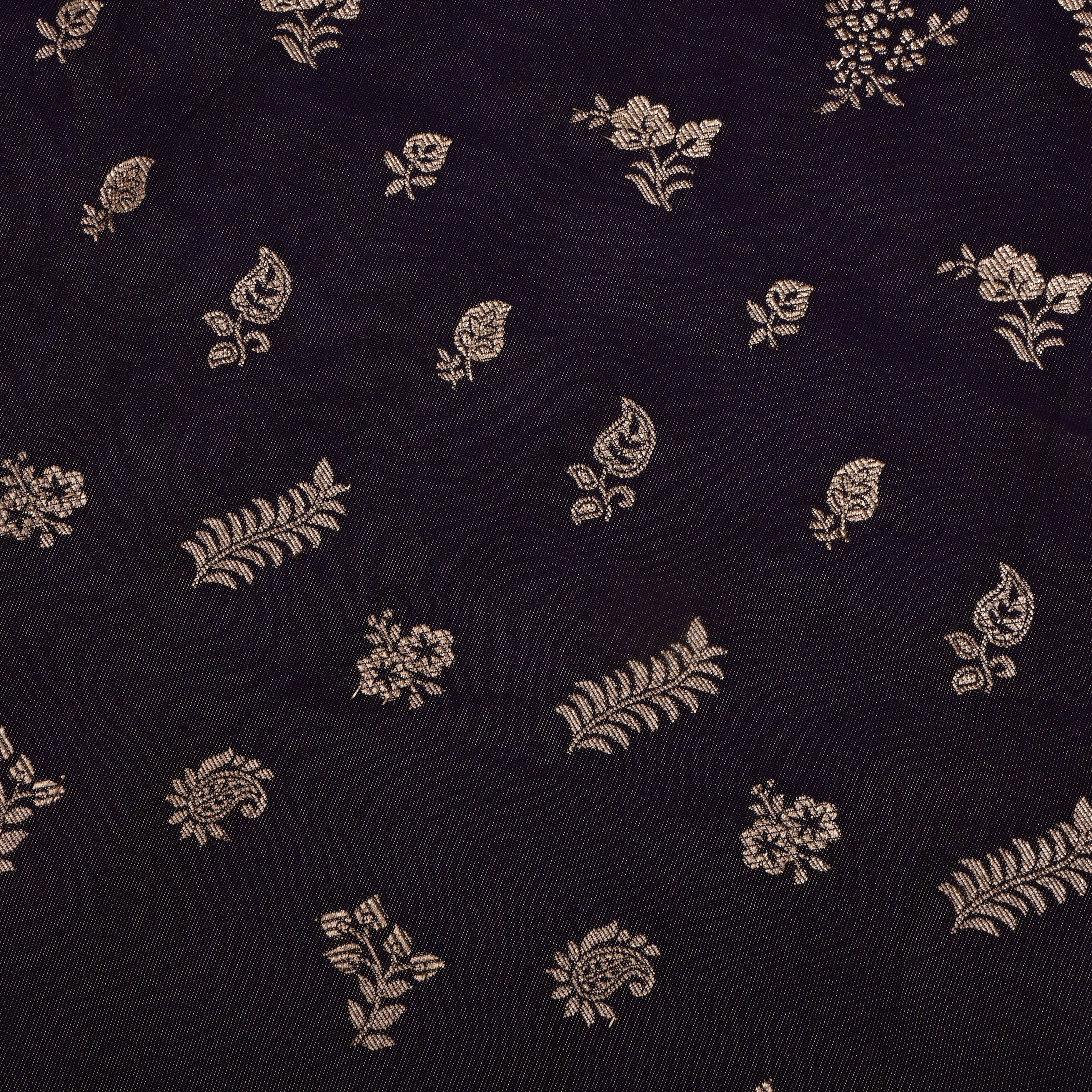 Dark Purple Jamawar Tissue Fabric With Designer Border