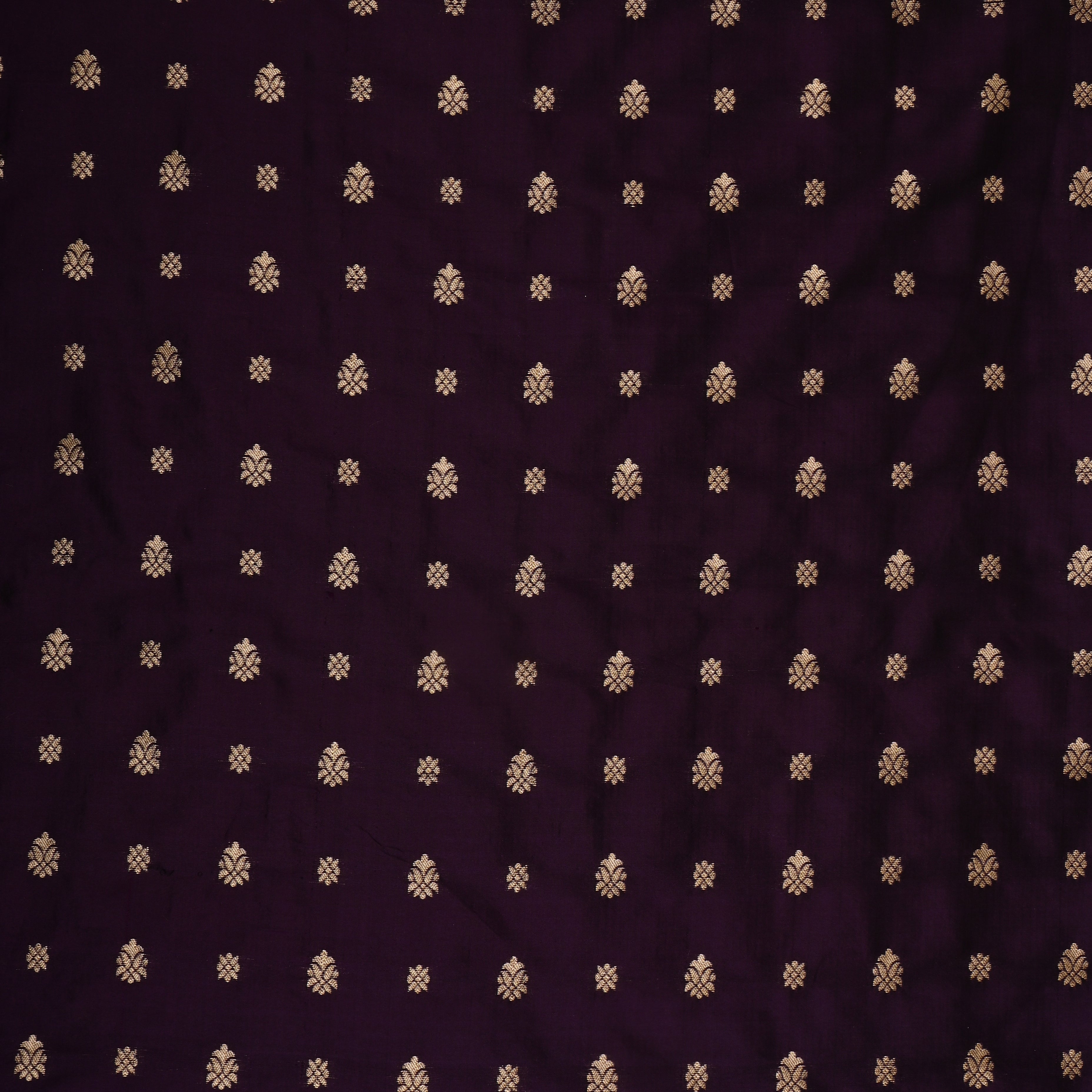Dark Midnight Purple Jamawar Silk Fabric With Butti'S