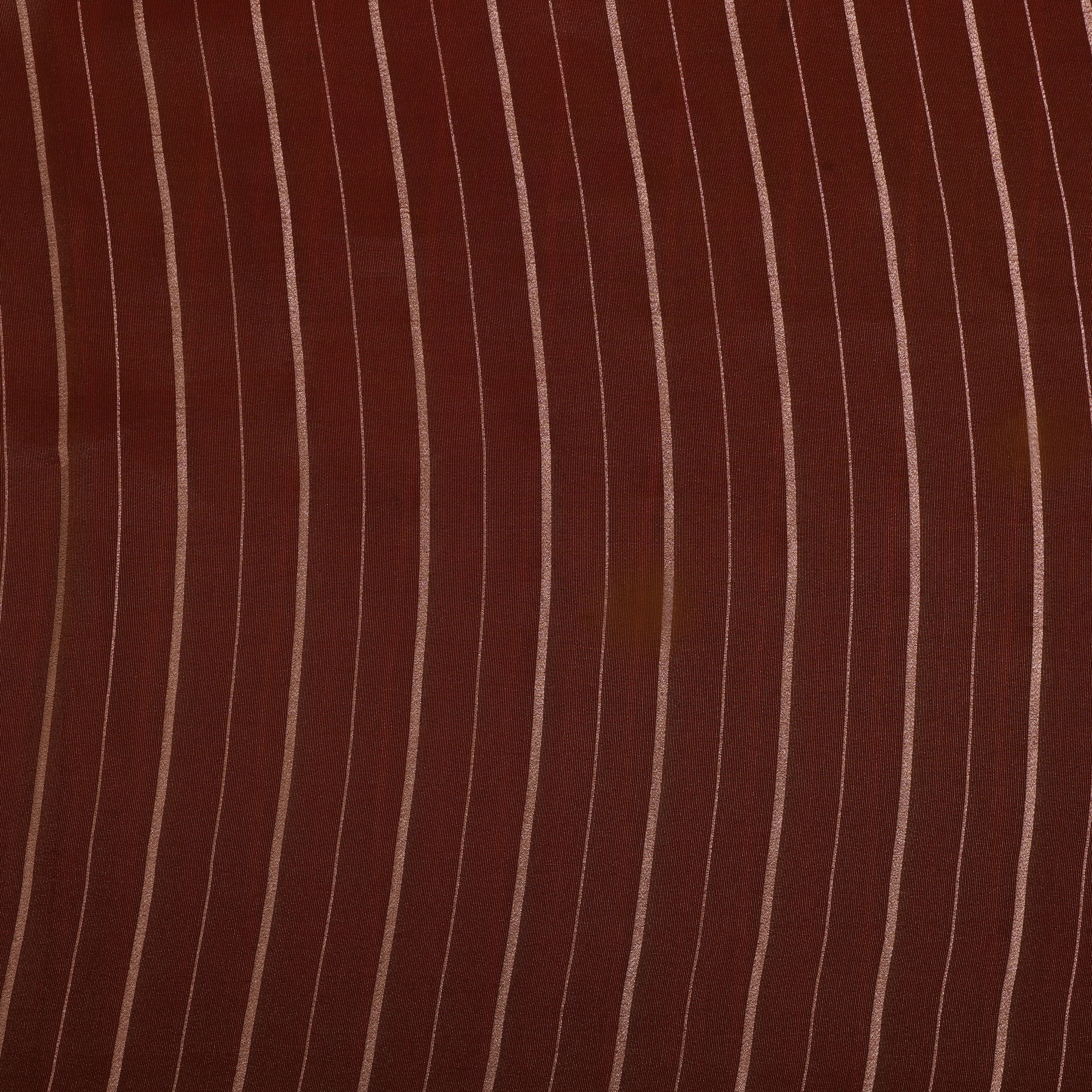 Dark Brown Silk Fabric With Stripes