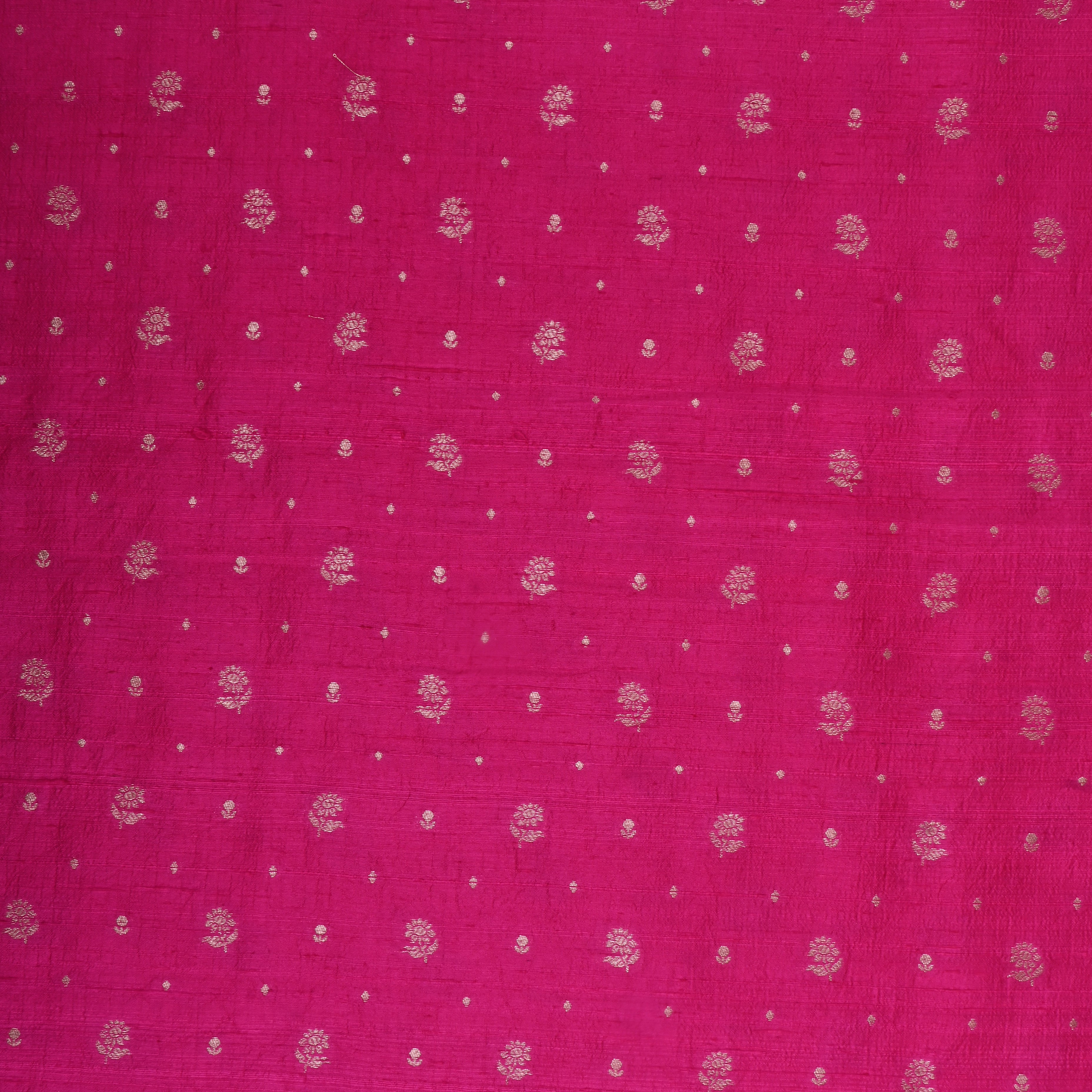 Hot Pink Jamawar Dupion Fabric With Floral Butti'S